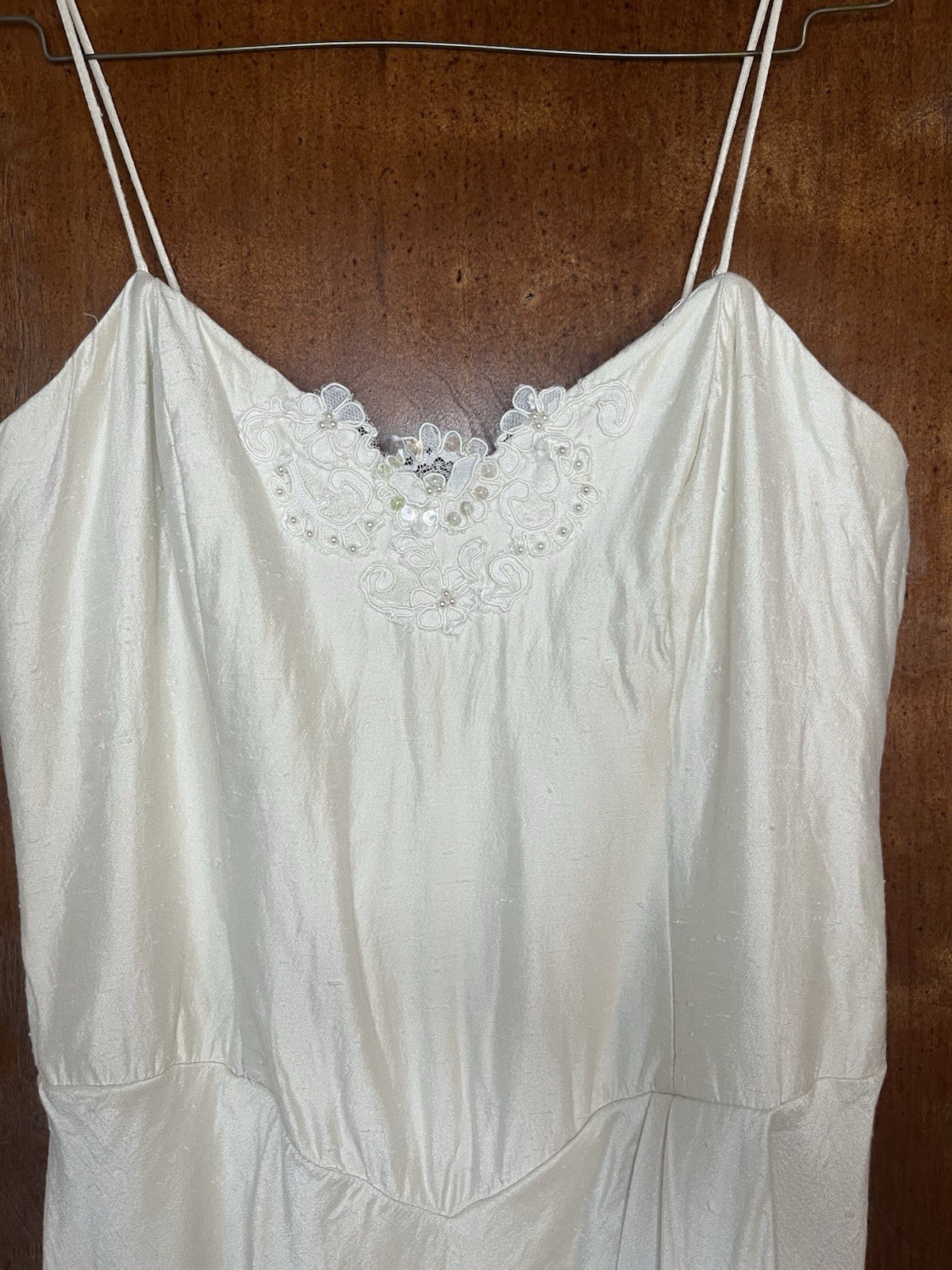 Vtg Wedding Tulip Skirt Dress Gown Beading Flower ZURCION METHOD Wiggle dress M