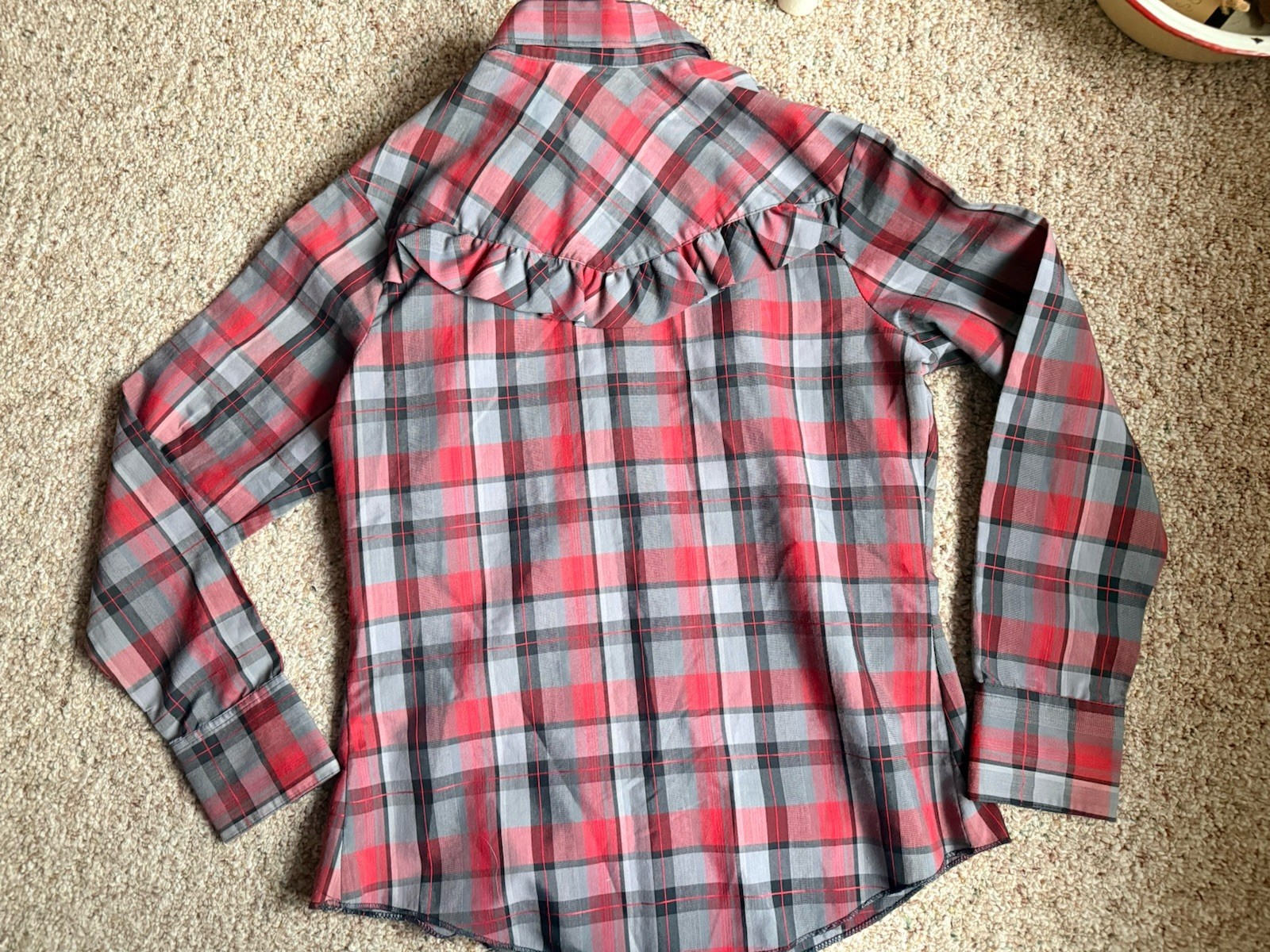 Vintage Dickson Jenkins Western Shirt Womens Blue Camo Pearl Snap Cowboy USA 14?