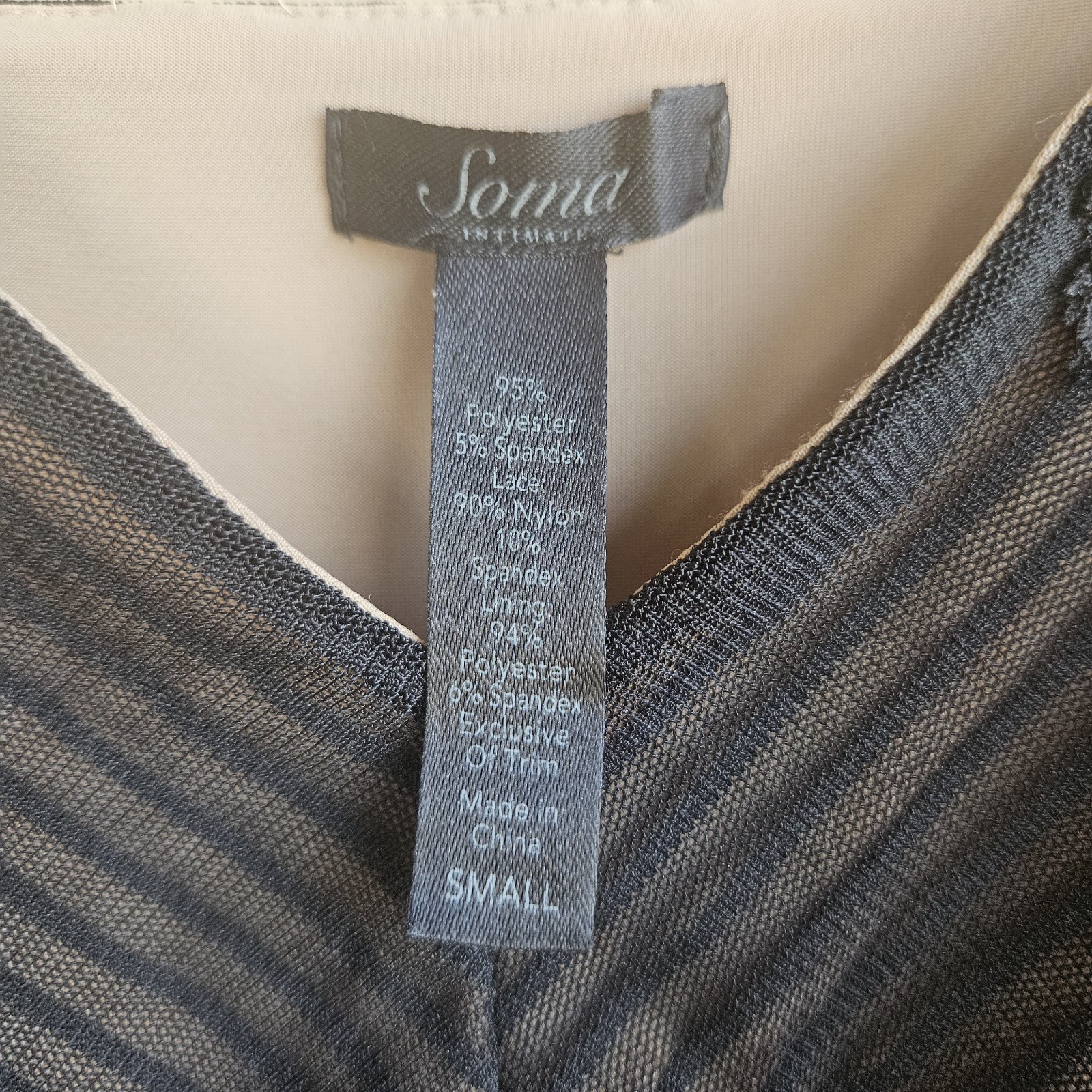 SOMA Pinstripe SLIP DRESS CHEMISE GOWN Stretch Sz S Short Lace Steampunk Nightie