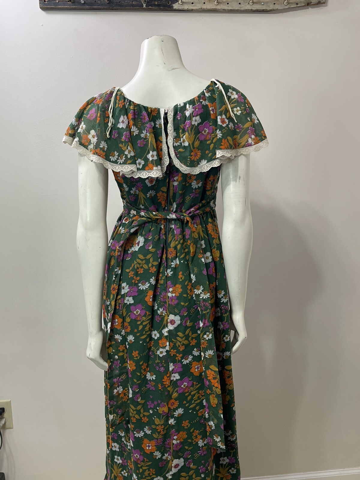 Vintage Edwardian Dress Womens 11 Cottage Ruffles Lace Floral Romantic Boho Fair