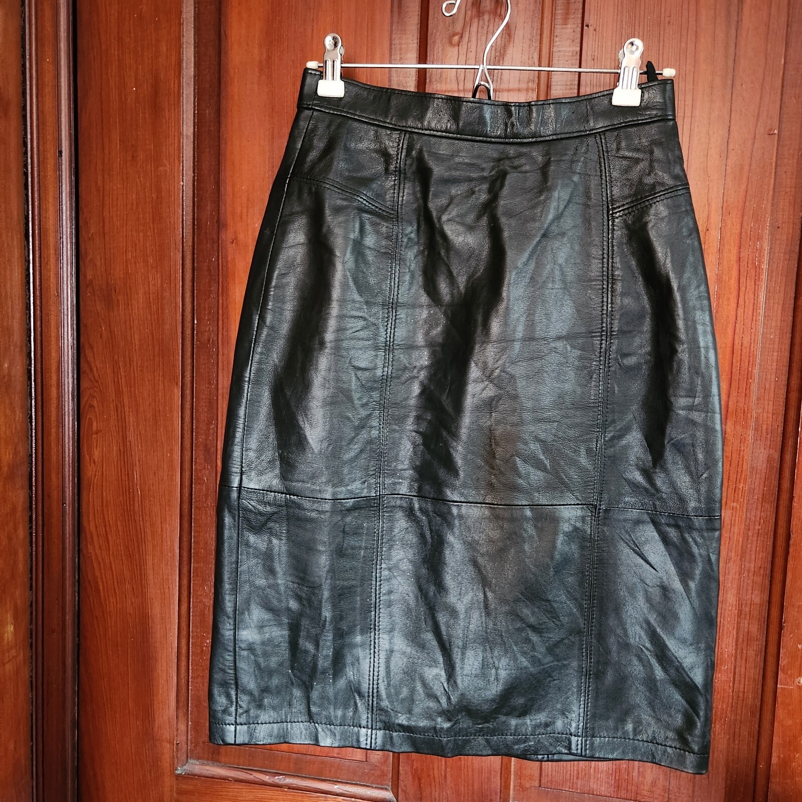 Vintage Classic Black Leather Skirt Size 6 Styled By Maquette Israel