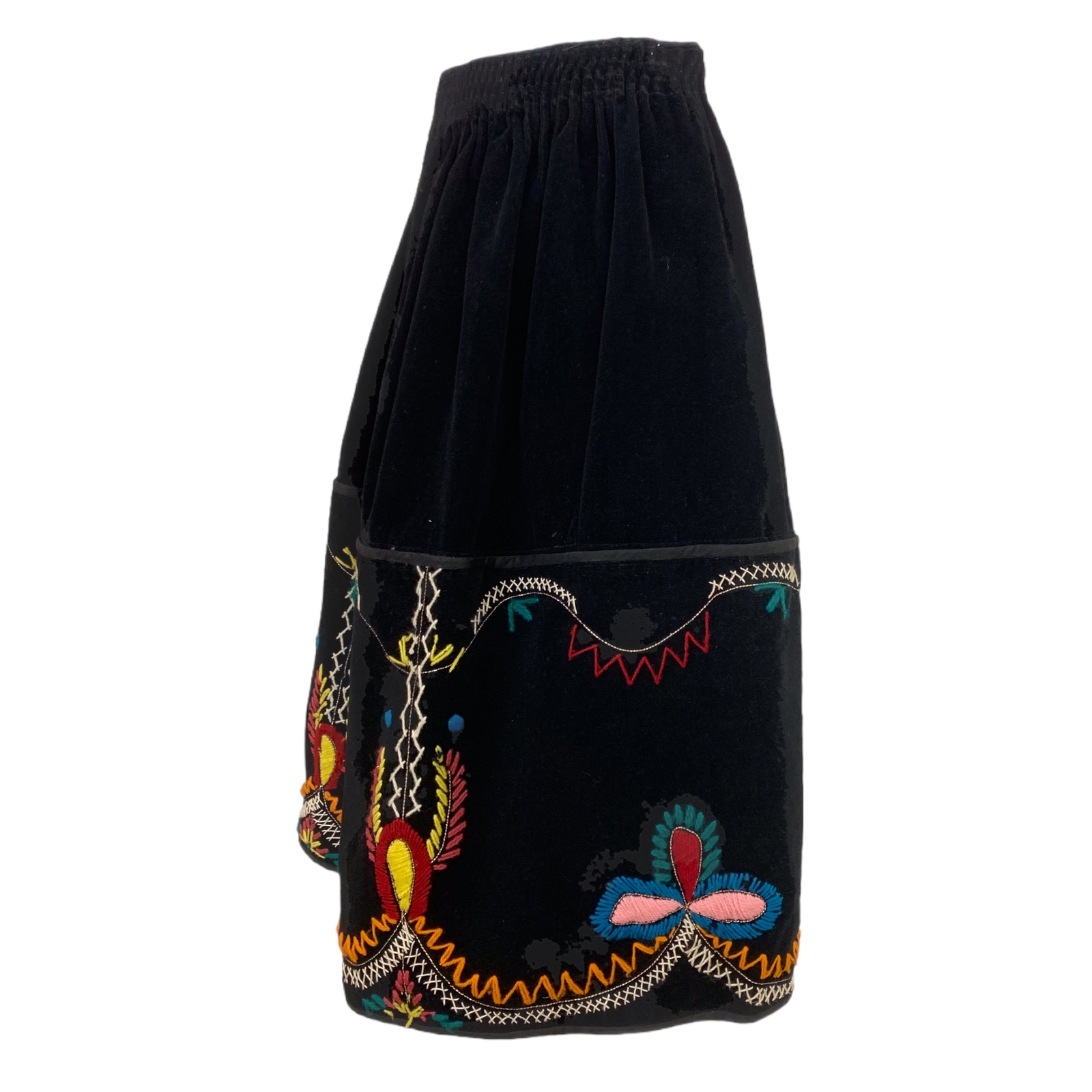 Vtg Vintage 1930s 30s 1940s 40s Embroidered Hungarian Folk Art Velvet Mini Skirt
