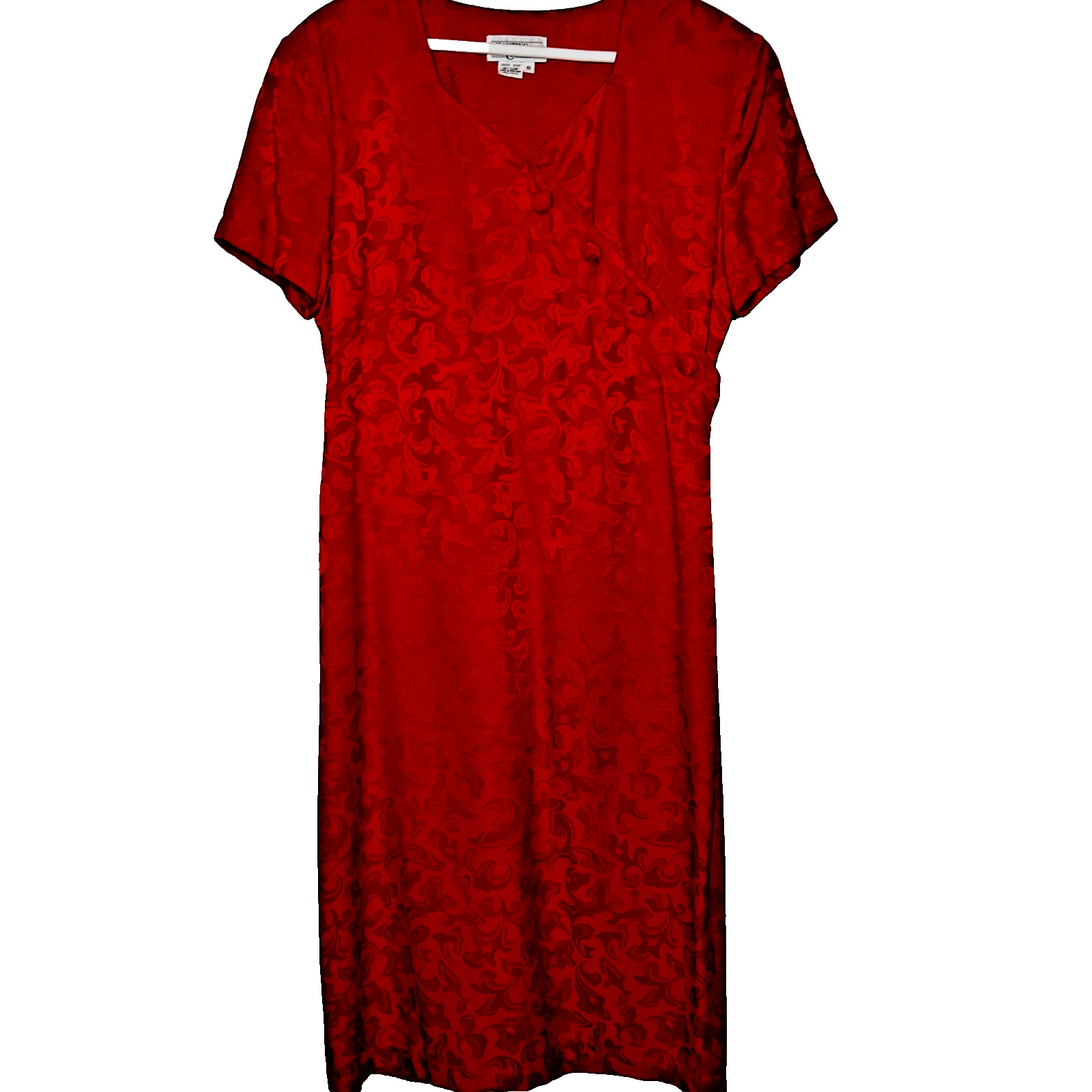 Hasting Smith Vtg Silk Dress 12 Red Jacquard Shoulder Pads 90’s Christmas Party