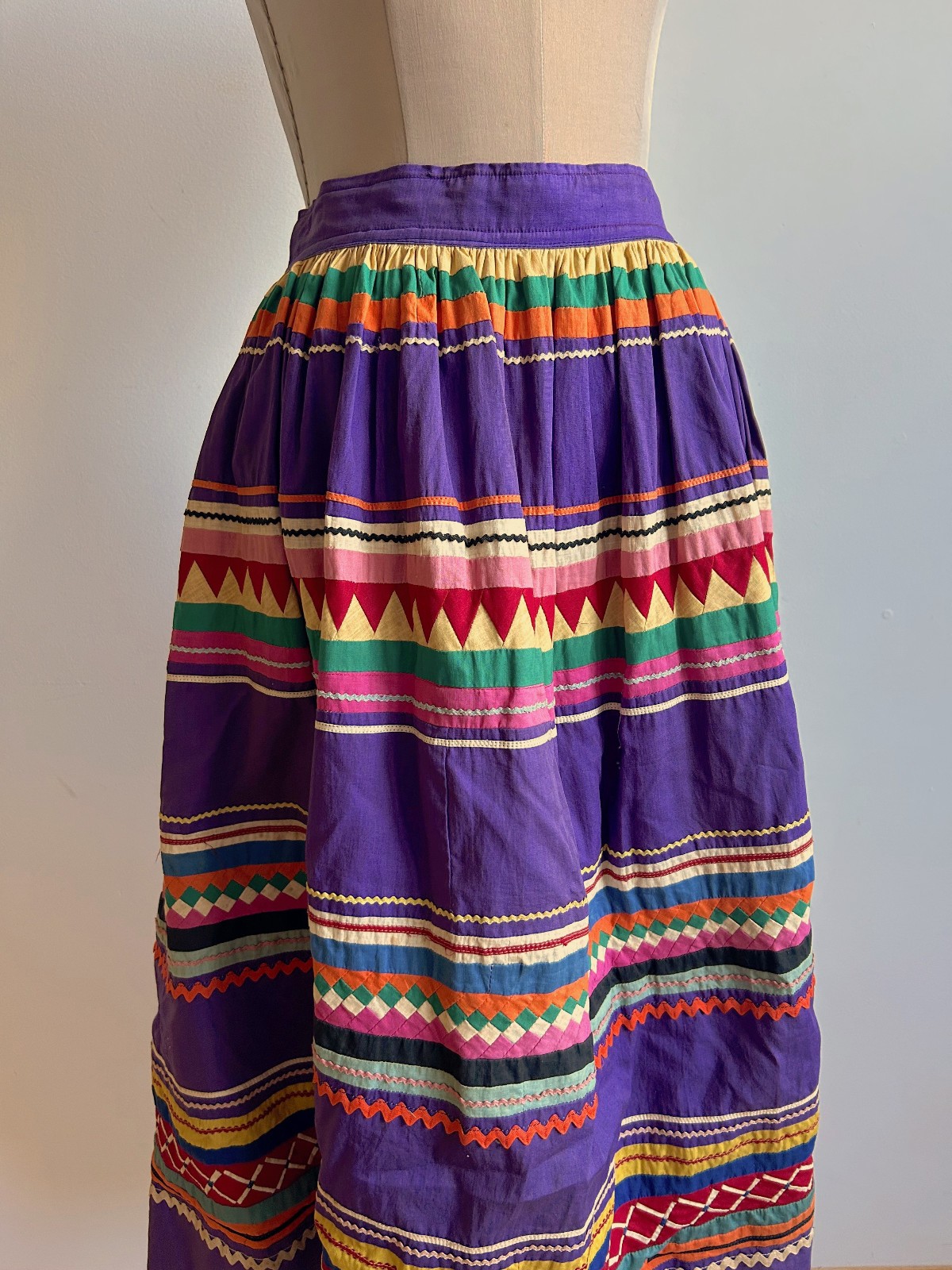 Vintage Colorful Native American Quilted Patchwork Skirt Seminole