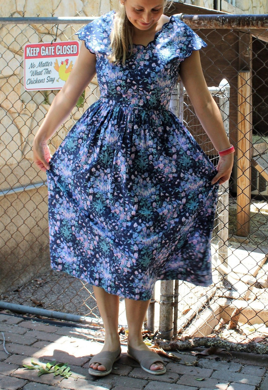 Vintage Kathryn Conover Design 1980s Floral Print Midi Dress M Women