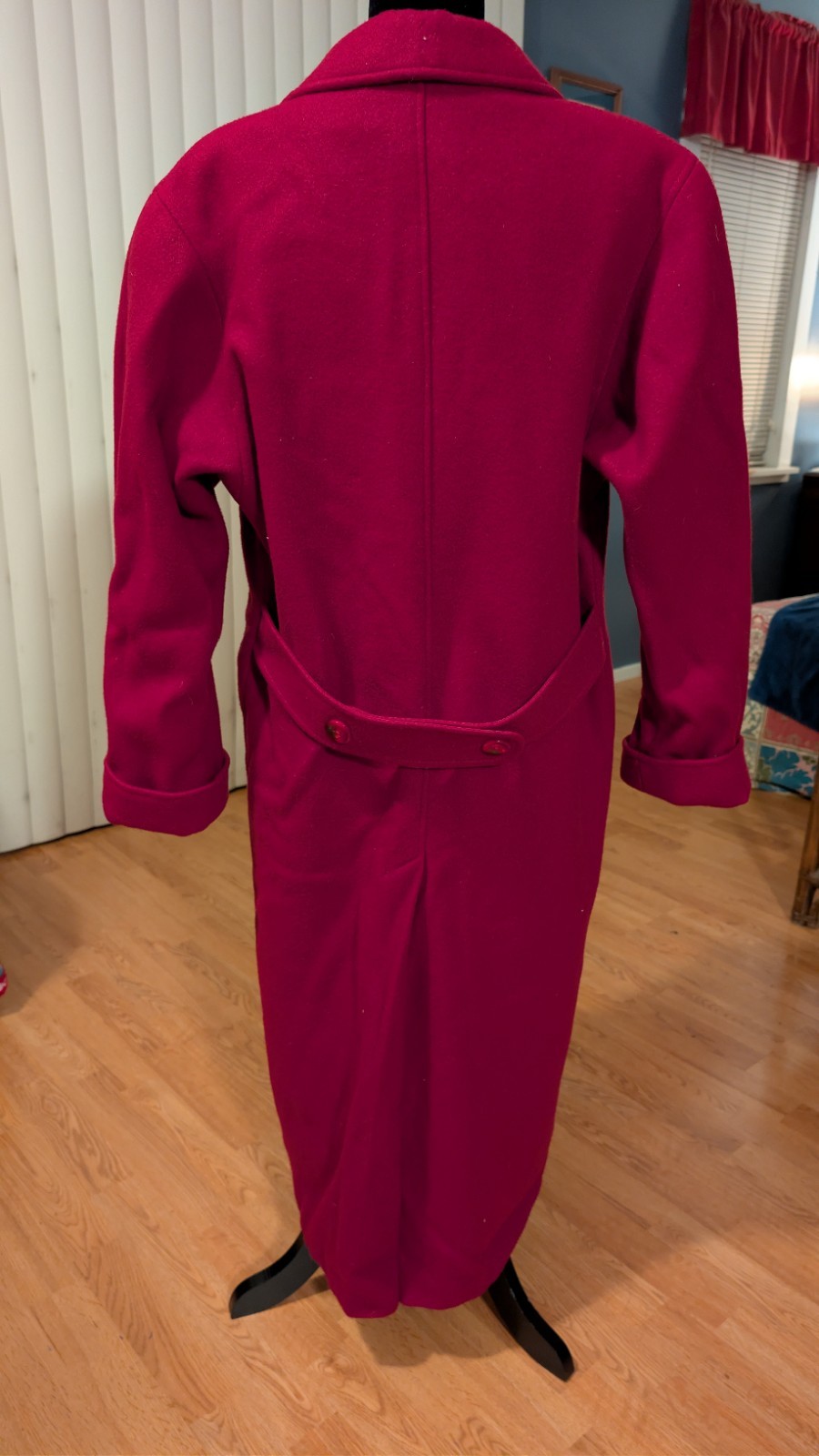 VINTAGE Ashley Scott 100% PURE WOOL Maxi Coat – Made in USA Raspberry Red (12)