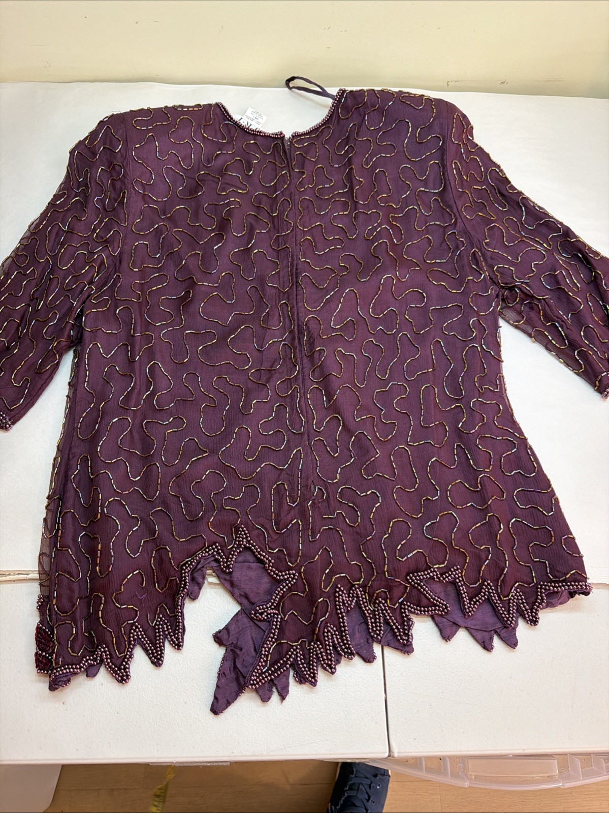 J.R.T. Bead & Sequine Silk Formal Blouse & Skirt (12) Size Large Wine Burgundy