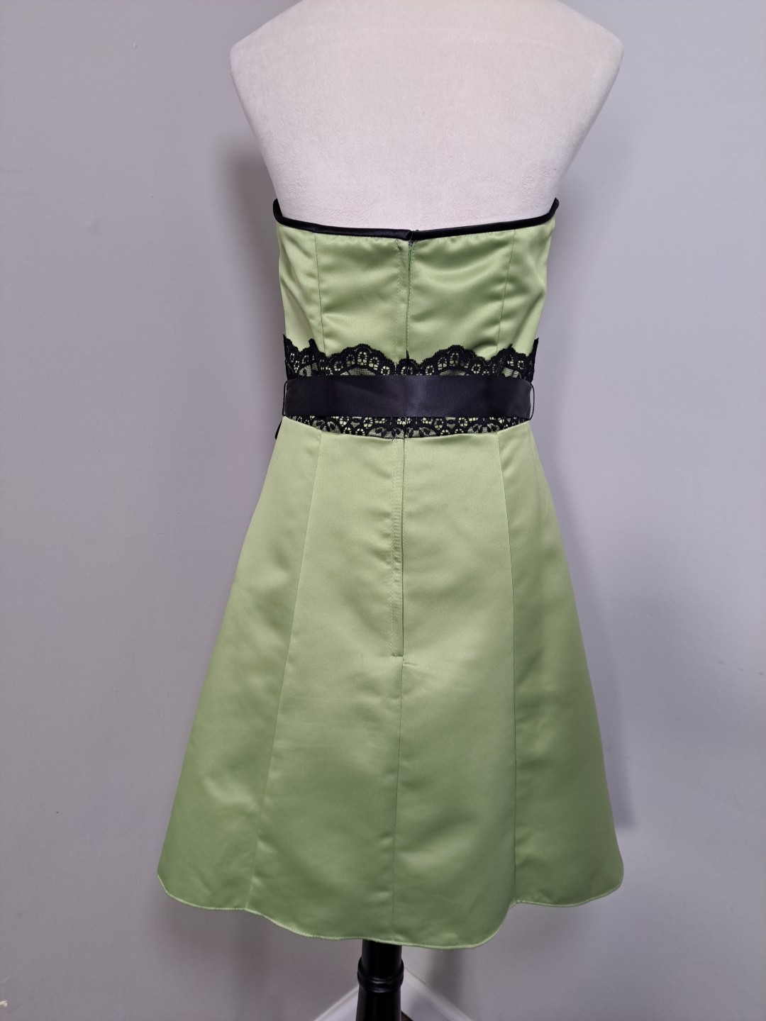 VTG Jessica McClintock Gunne Sax Dress Formal Prom Satin Lace Tulle Lime 9/10