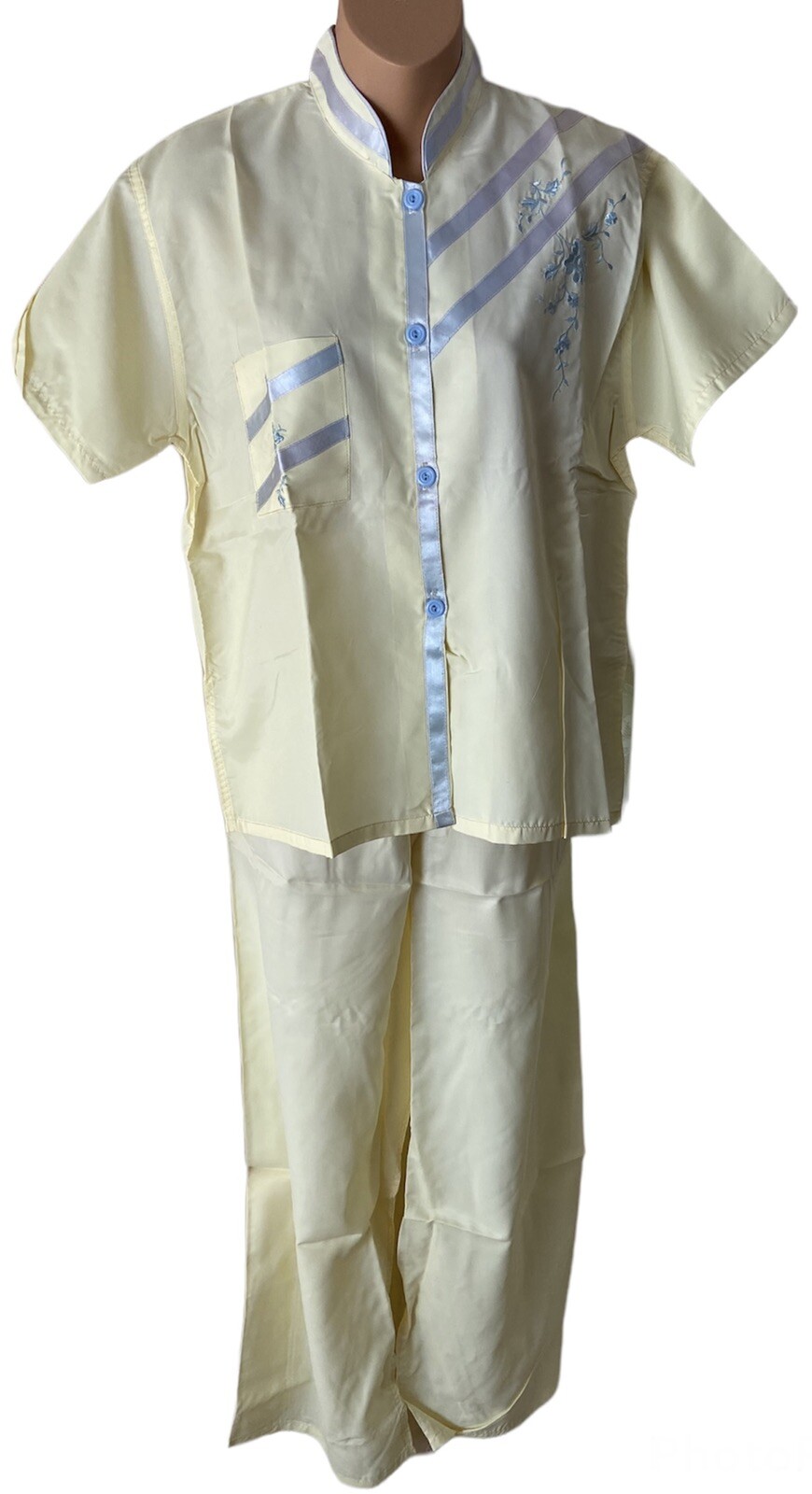 Miss Hollywood Original Label Sleep Button Down Vintage 2 Piece Pajama Set SZ 36