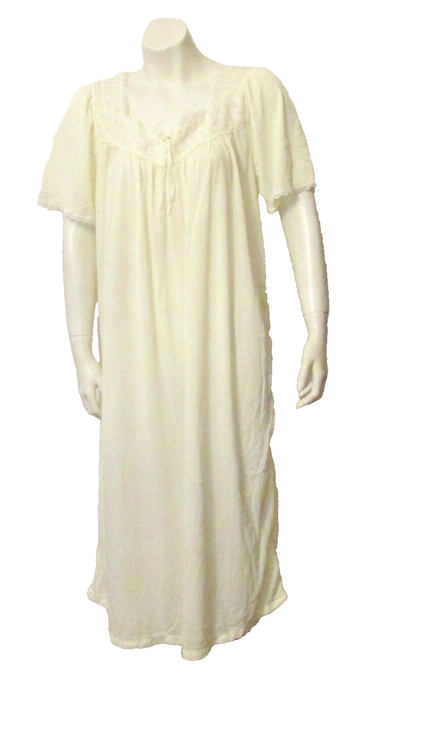 SEARS Amanda Stewart Intimates Semi-Sheer Cream Nylon Lace Nightgown Negligee S