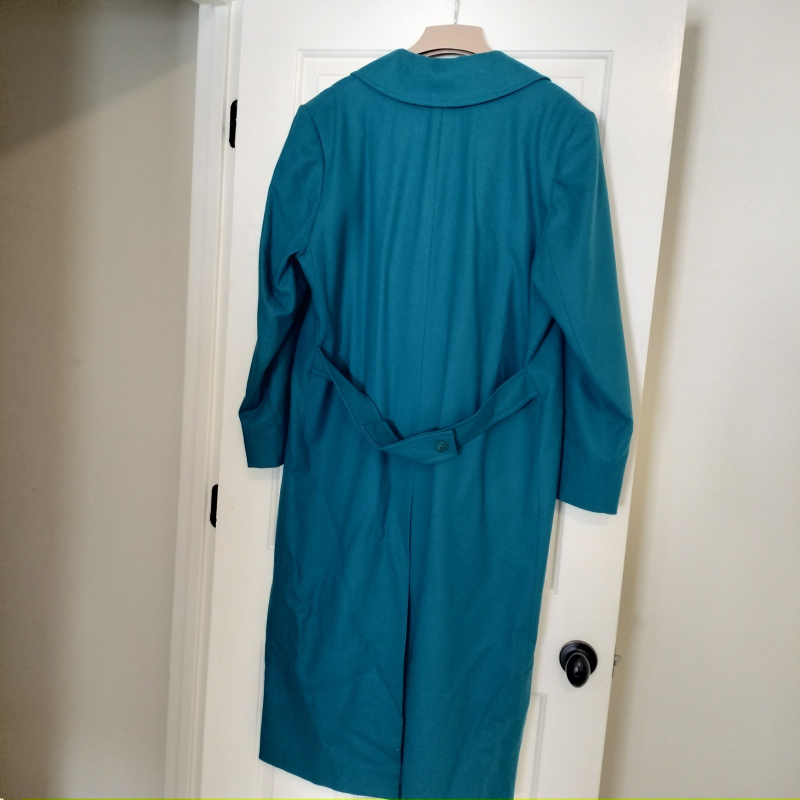 Vintage 1970s Pendleton Virgin Wool Lined Teal Trench Coat Women’s 16
