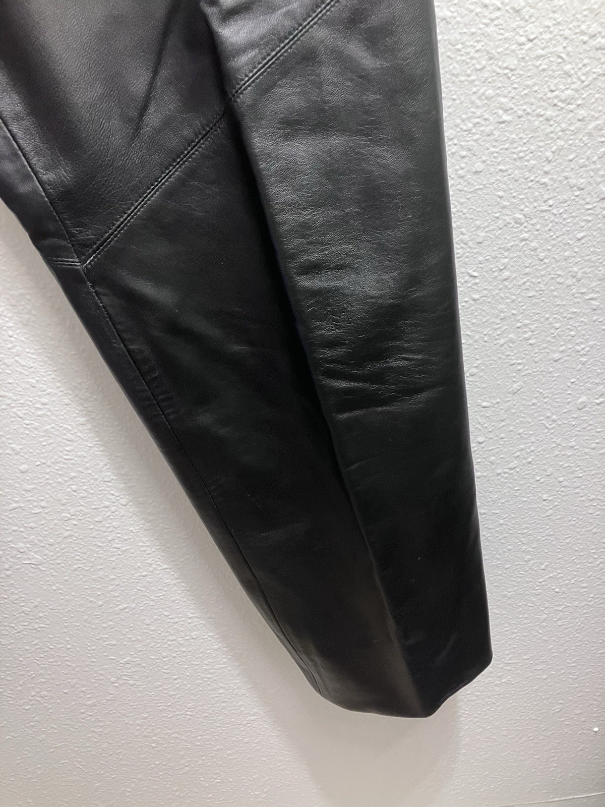 Vintage Leather Pants 14 Black High Waisted Tapered Leg 30×29