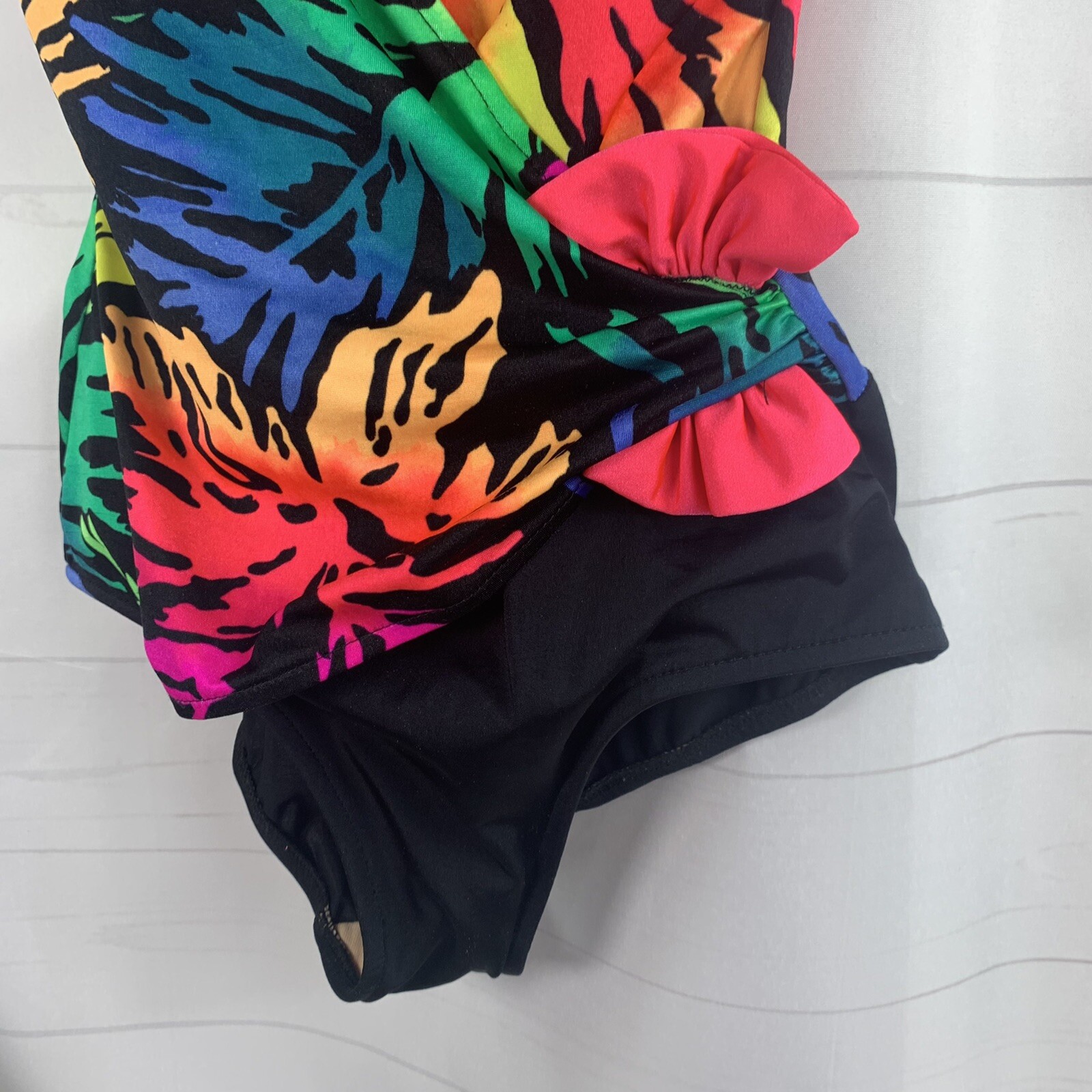 Catalina Neon Splash One Piece Swimsuit Bathing Suit Size 10 USA Vintage 1980s