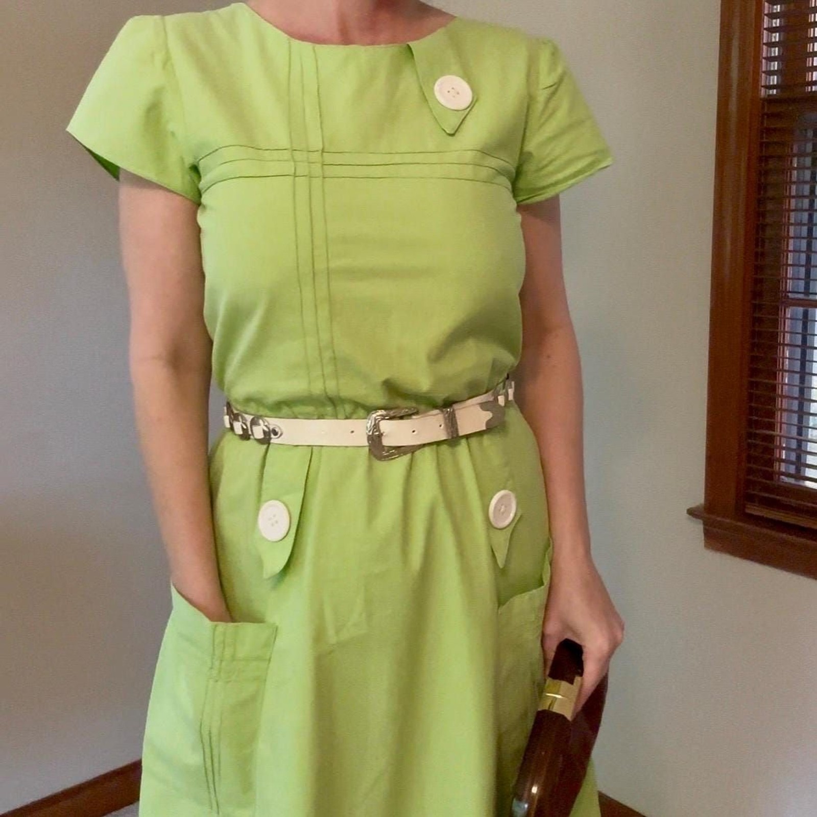 Vintage 60s Lime Green Mod MCM Pop Art Day Dress