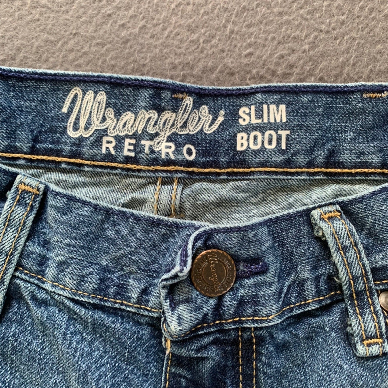 Wrangler Retro Slim Boot 33×36 Blue Denim Jeans Cowboy Ranch
