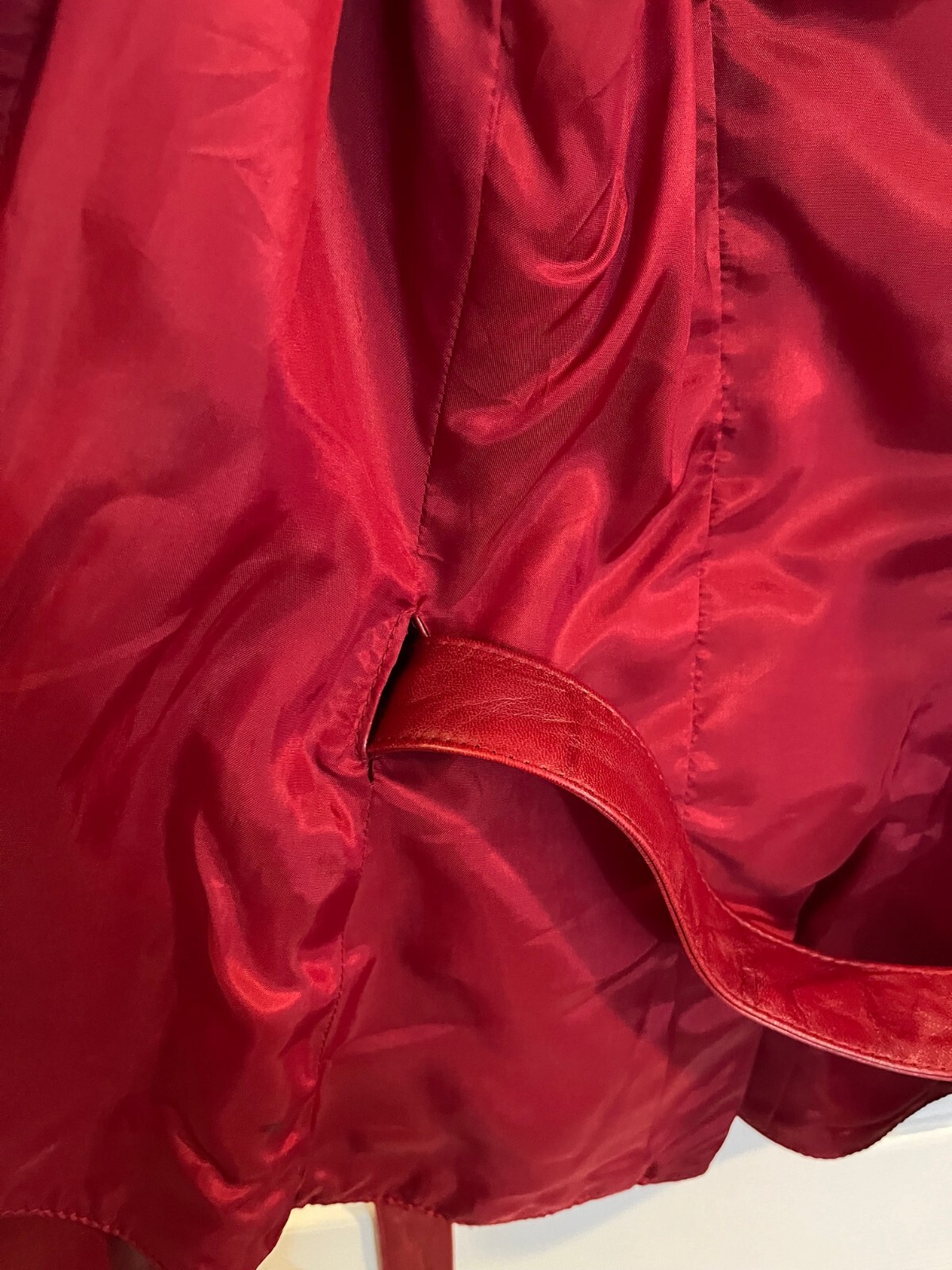 Noviello Bloom Vintage Red Leather Jacket Croc-Embossed Wrap Belt Size 4 Women’s