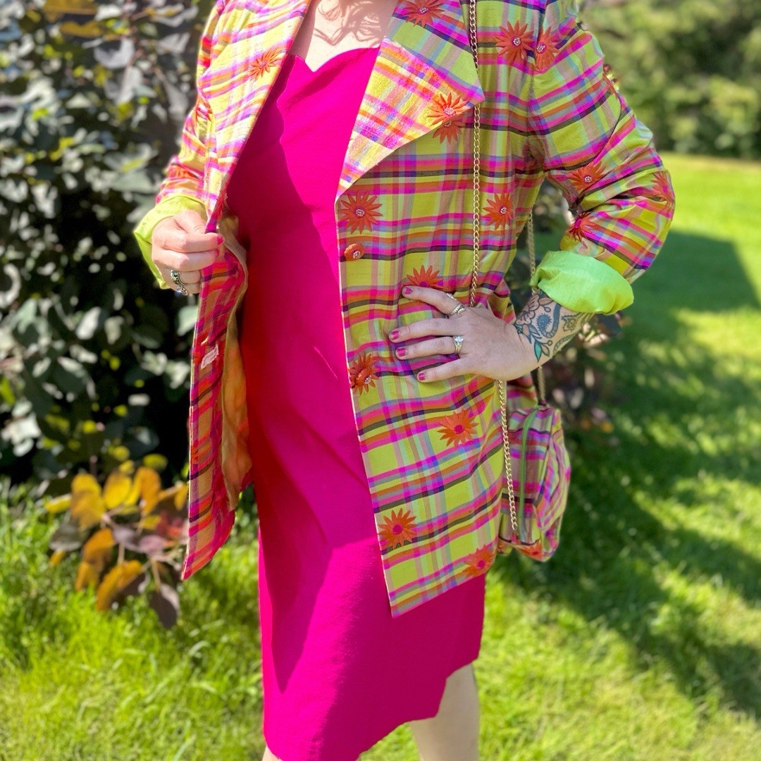 Vintage Y2K 1990s Handmade 3 Piece Silk Dress Set Size 12/14