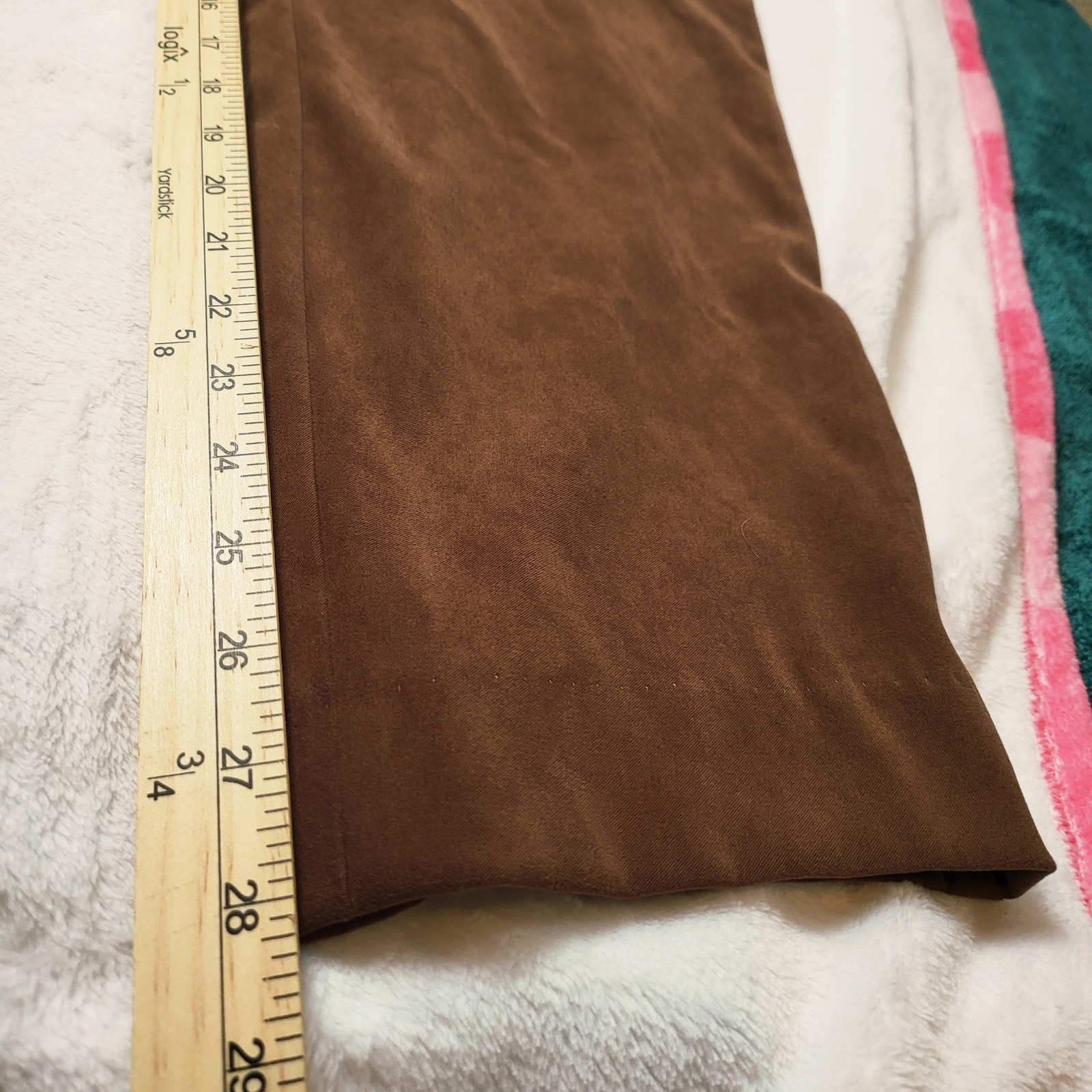 VTG Talbots Faux Suede Pants Stretch Sz 12/14P Straight Leg Career Officewear