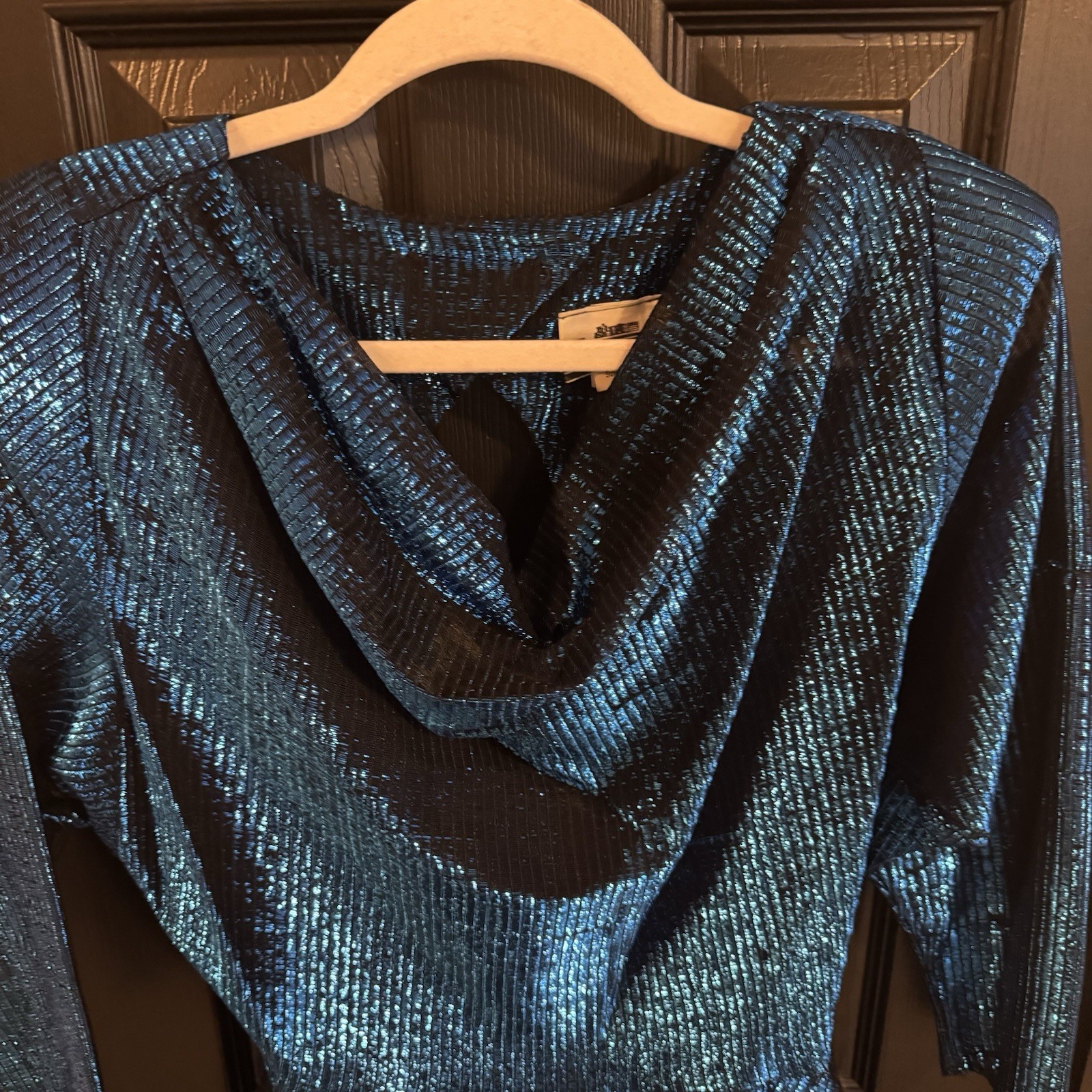 Vintage TJuniors Size 9 Peplum Blue And Black Knee Length Dress