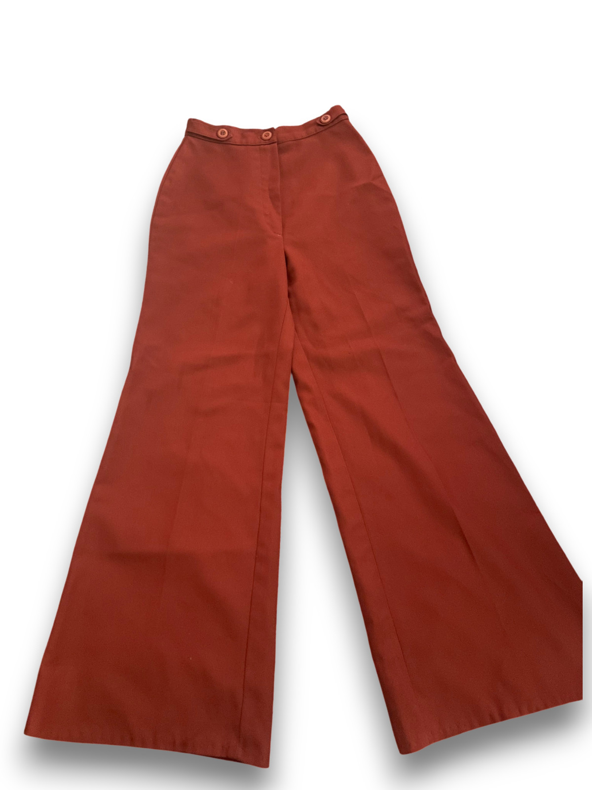 Vintage 1970s Bobbie Brooks Red Bell Bottoms Wide Leg Pants 24.5 in