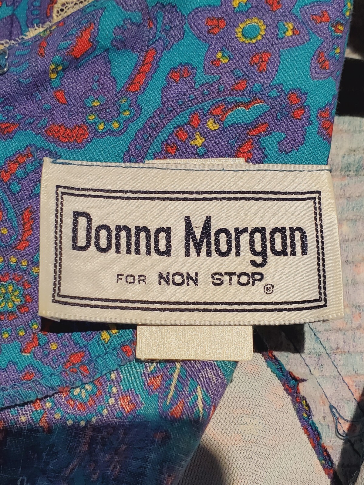 VTG Donna Morgan Non Stop 80s Cottagecore Bib Dress Cotton Paisley Lace Size 6*