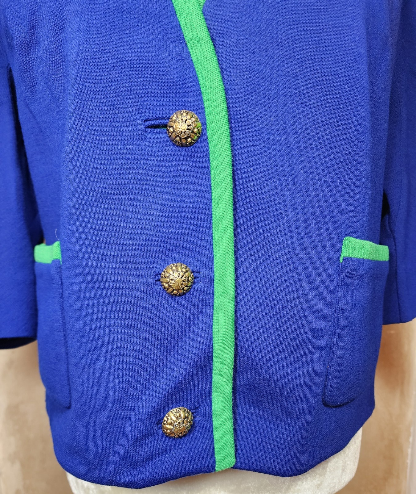 Vintage 1950s Handmacher Double Knit Button Up Sweater Size L