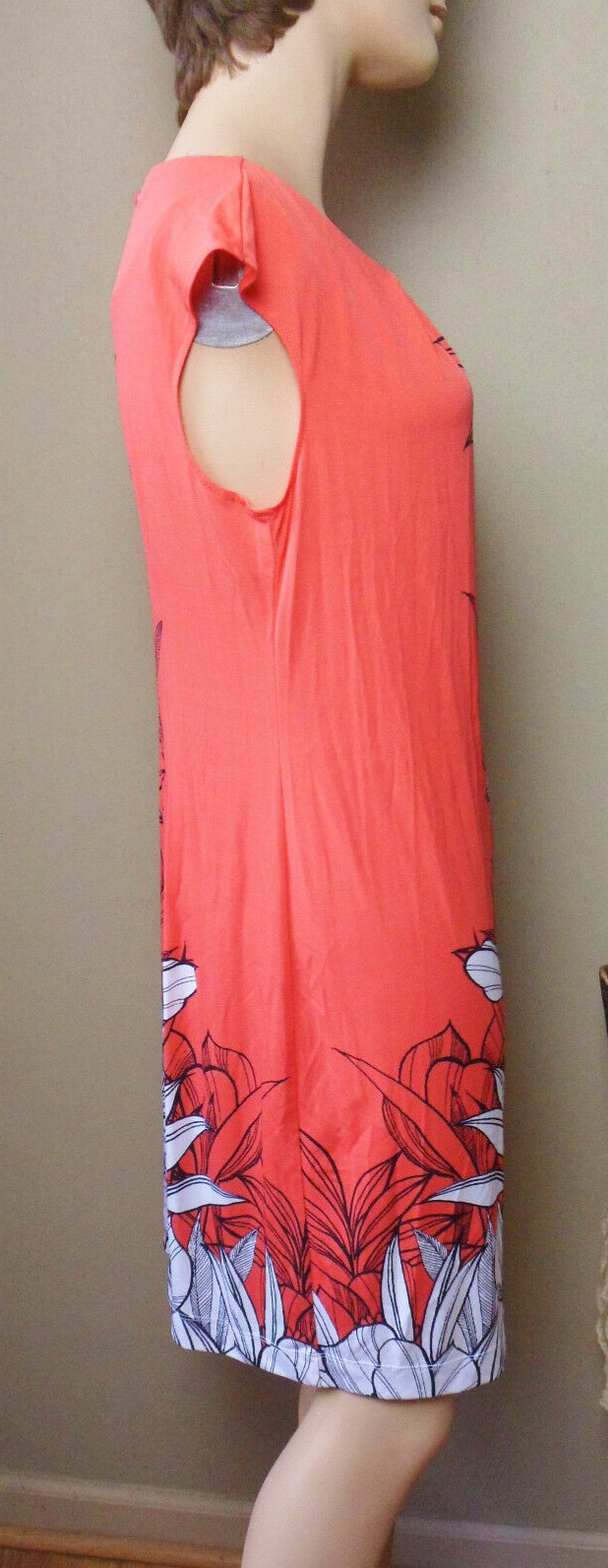 London Times Red Poppy Dress, Vintage Polyester Pencil Dress, Size 6, Cap Sleeve