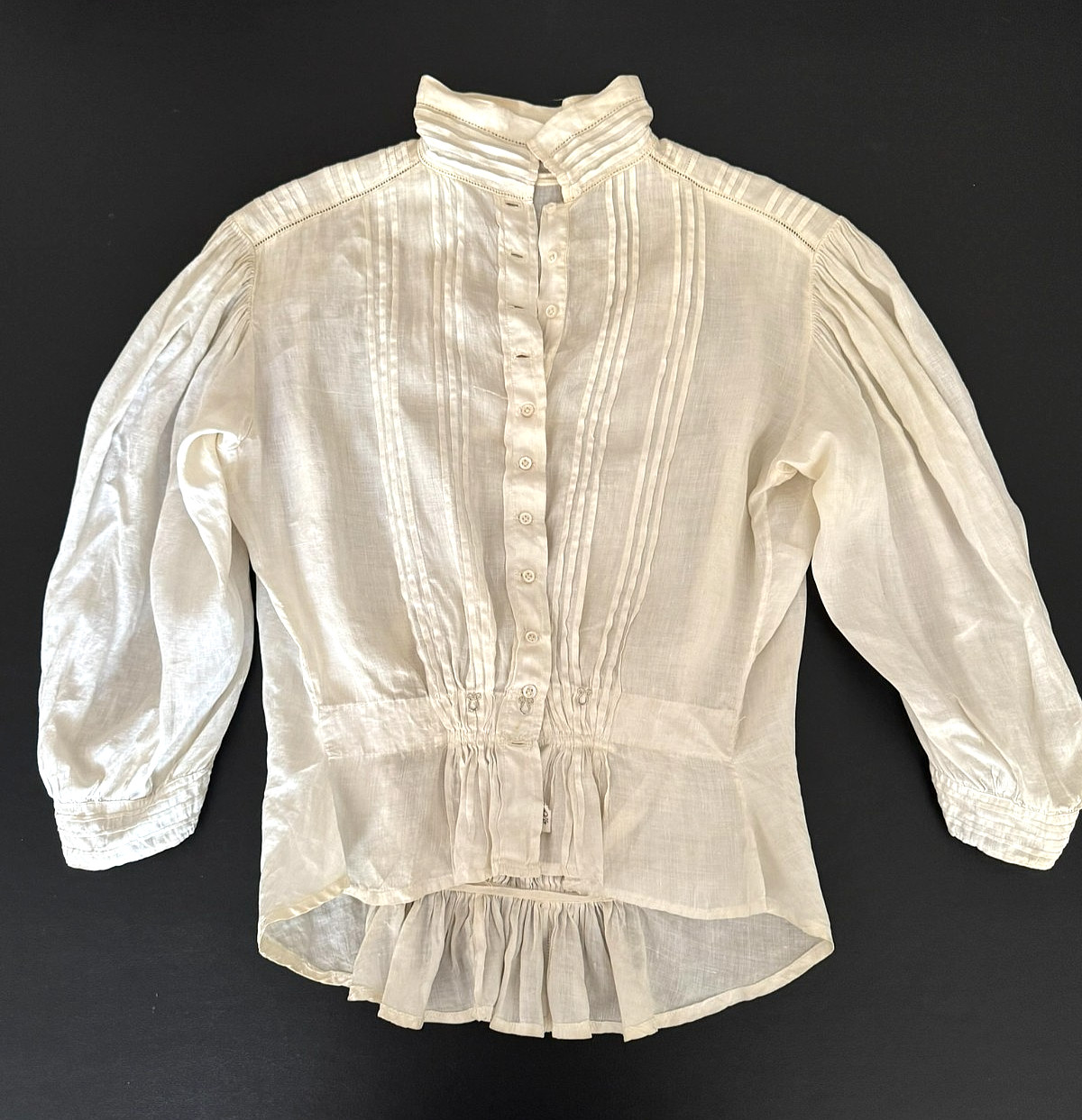Antique Edwardian White Cotton Lawn Shirtwaist Blouse Early 1900s