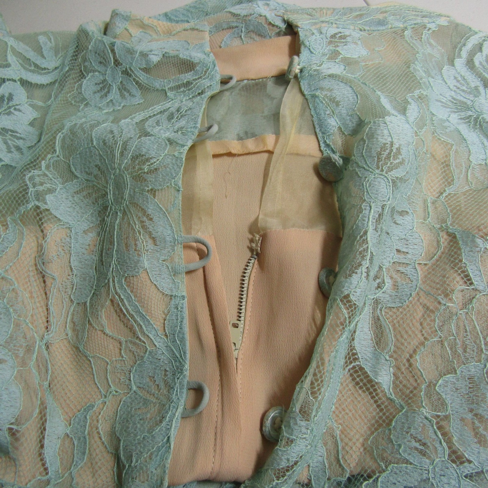 VTG 60s 70s Lace Illusion Shift Party Dress Mad Men MCM Mod Elegant Retro M