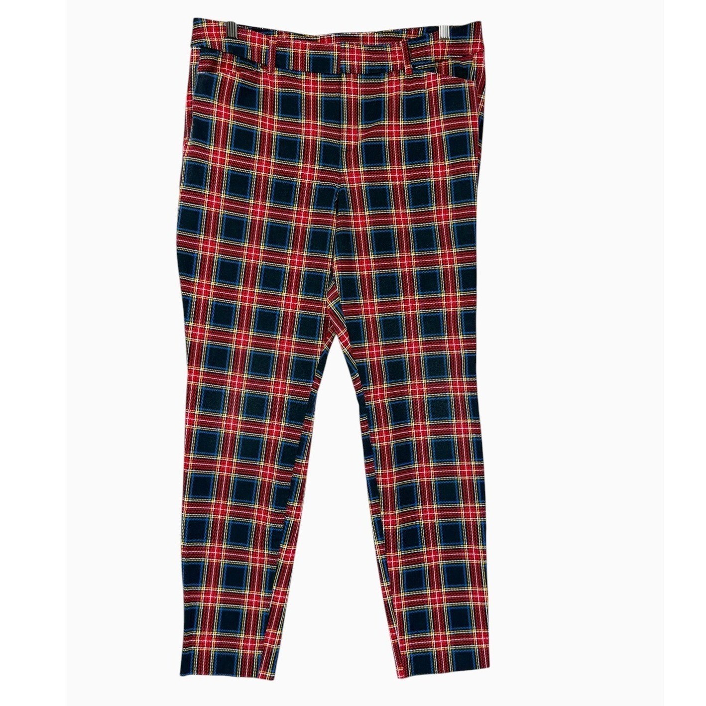 Old Navy Pixie High Rise Plaid Pants Size 14 Red Tartan Secret Slim Pockets