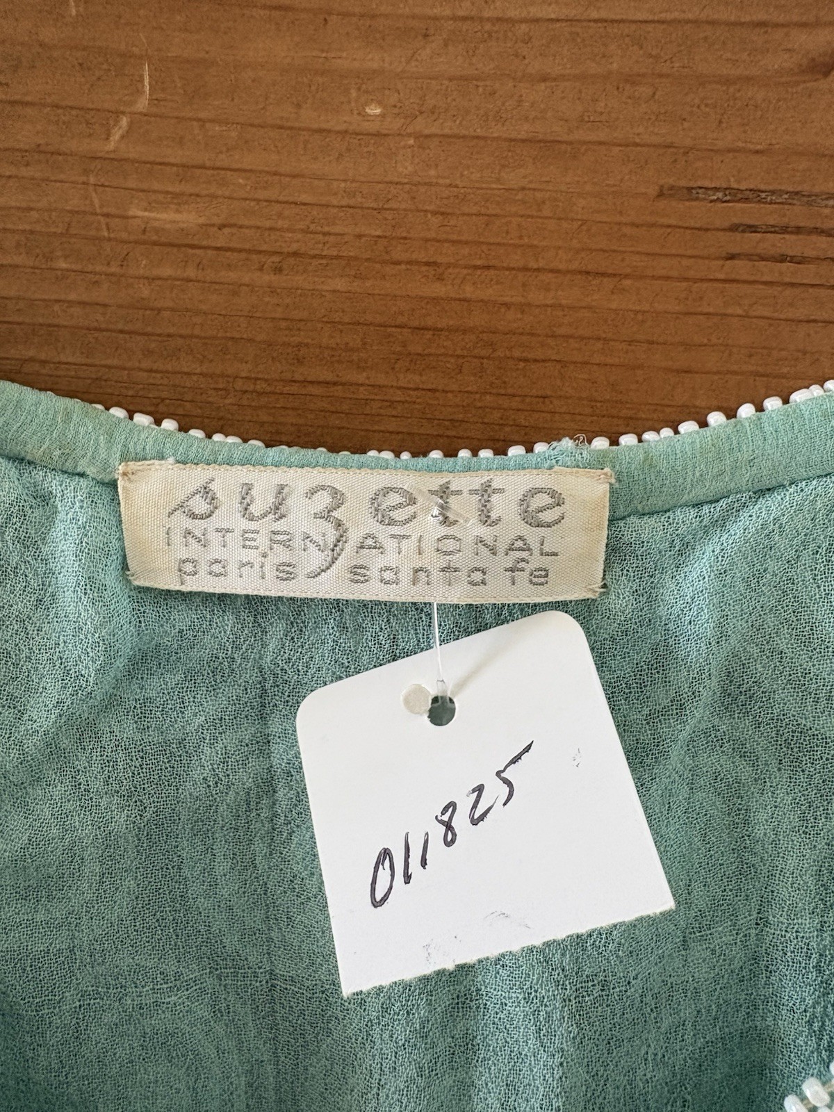 Vintage Suzette International Paris Santa Fe Sequence Butterfly Top teal silver