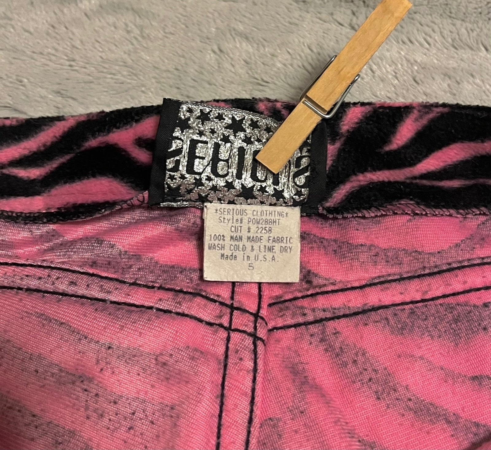 Y2K Vintage Serious Pink Zebra Print Fuzzy pants SZ 5