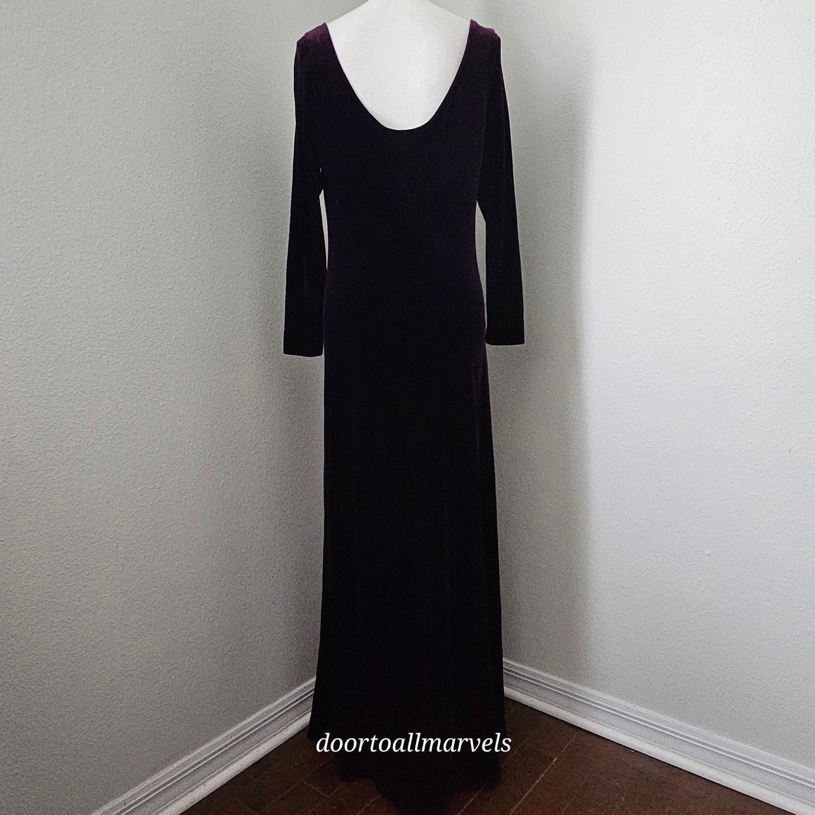 VTG Bruno Duluc Kush Velvet Maxi Dress Purple sz L? Renfest Whimsigoth Romantic