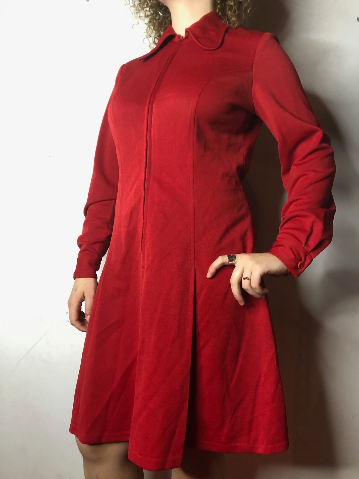 Vintage Zora Melbourne 1960s Red Terylene Dress Mod Go Go AU waist 30″
