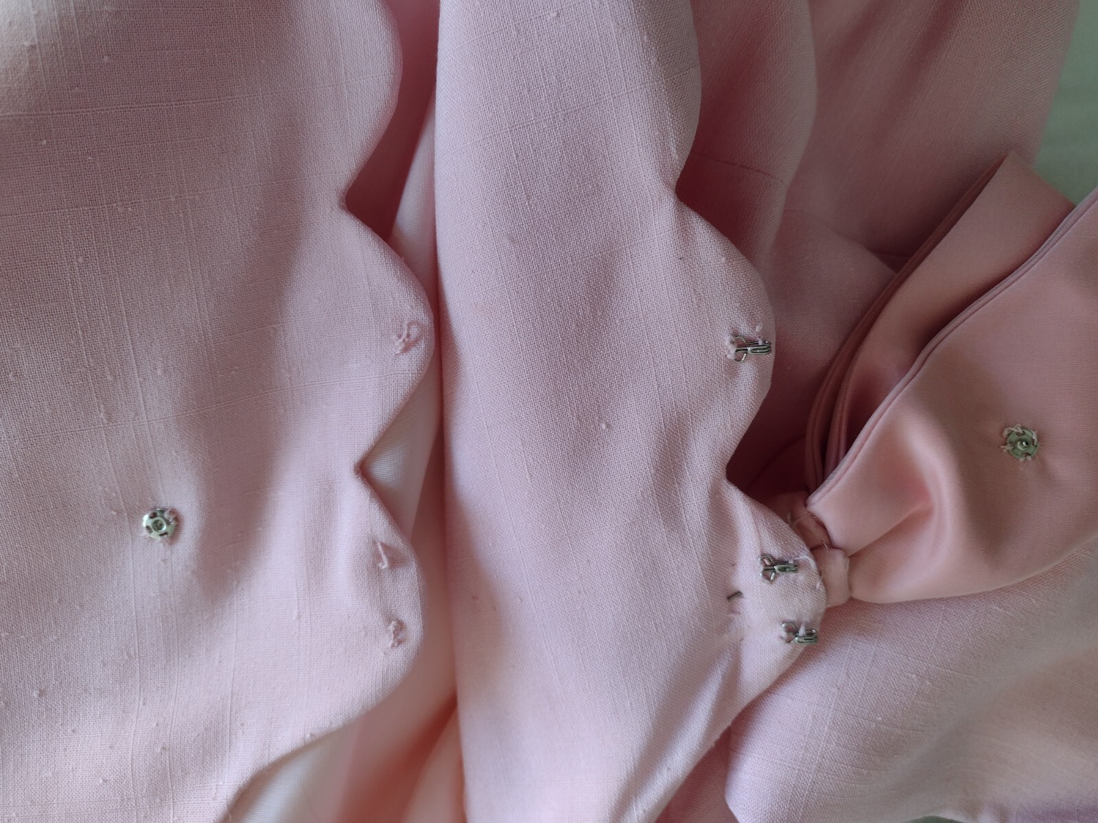 Vintage 1960s Linen scalloped detail cocktail dress and coat w/ massive bow EUC