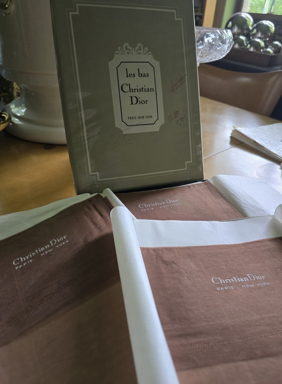 3 Pair Vintage CHRISTIAN DIOR Nylon Thigh High STOCKINGS Large Sz 10 L DIORETTE