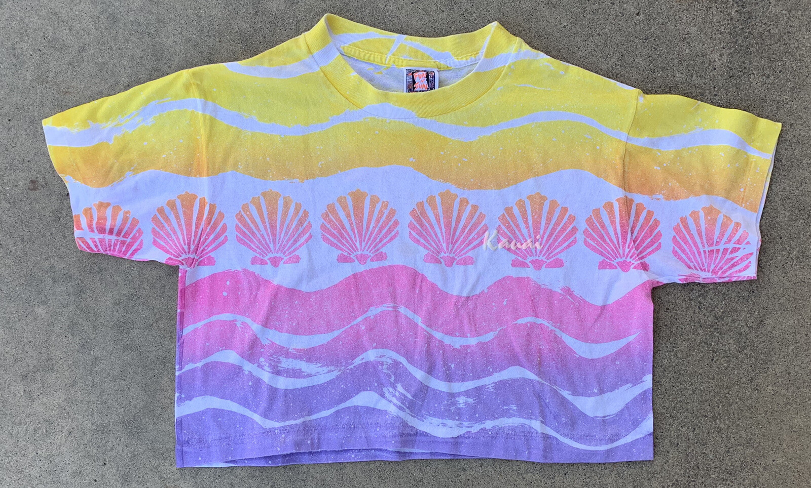 Vintage Crop Top T Shirt Half Shirt Tee Kauai Fun N Sun 80s One Size Made In USA