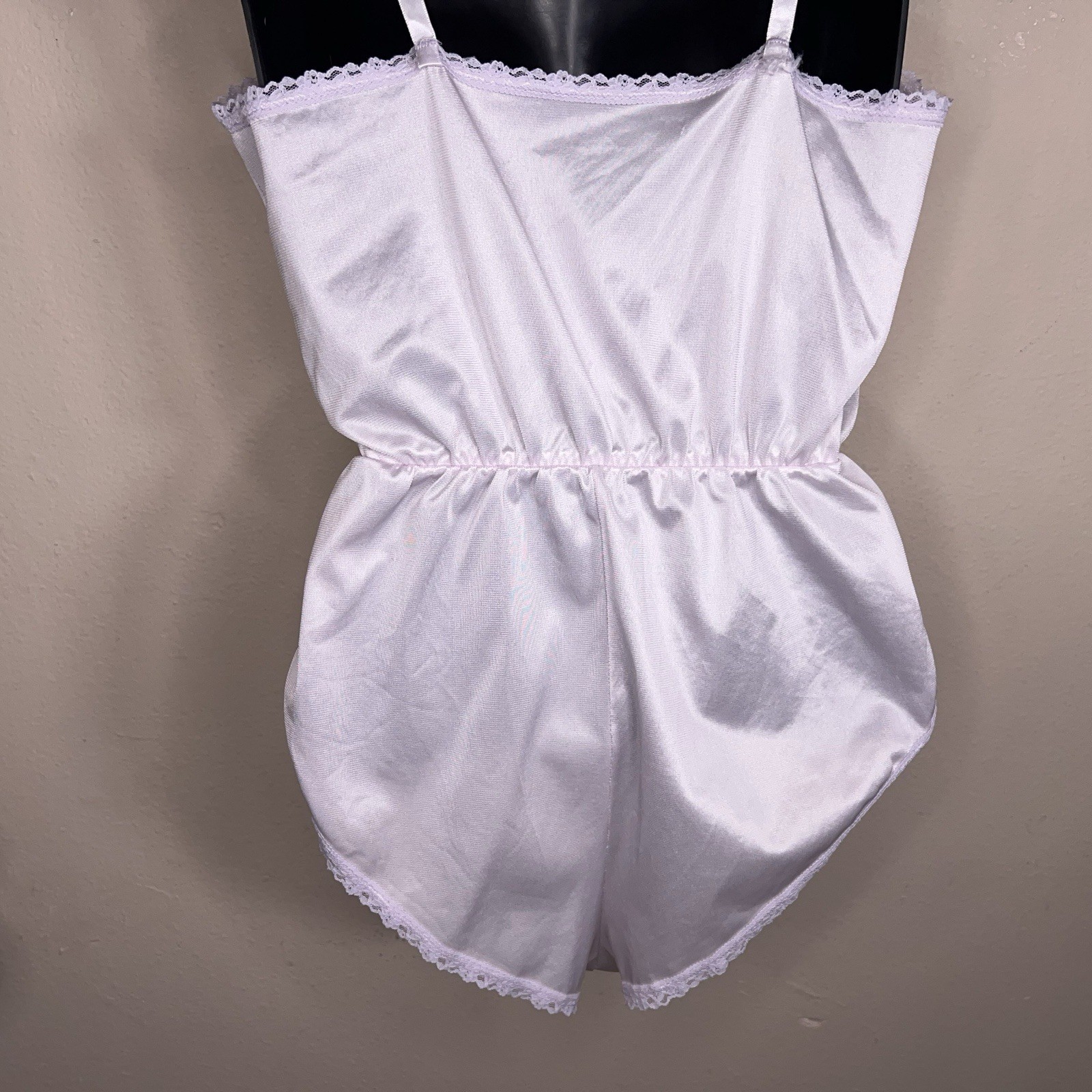 Vintage Small Ashley Taylor Teddy Bodysuit Lilac Pastel Lace Trim Retro Lingerie