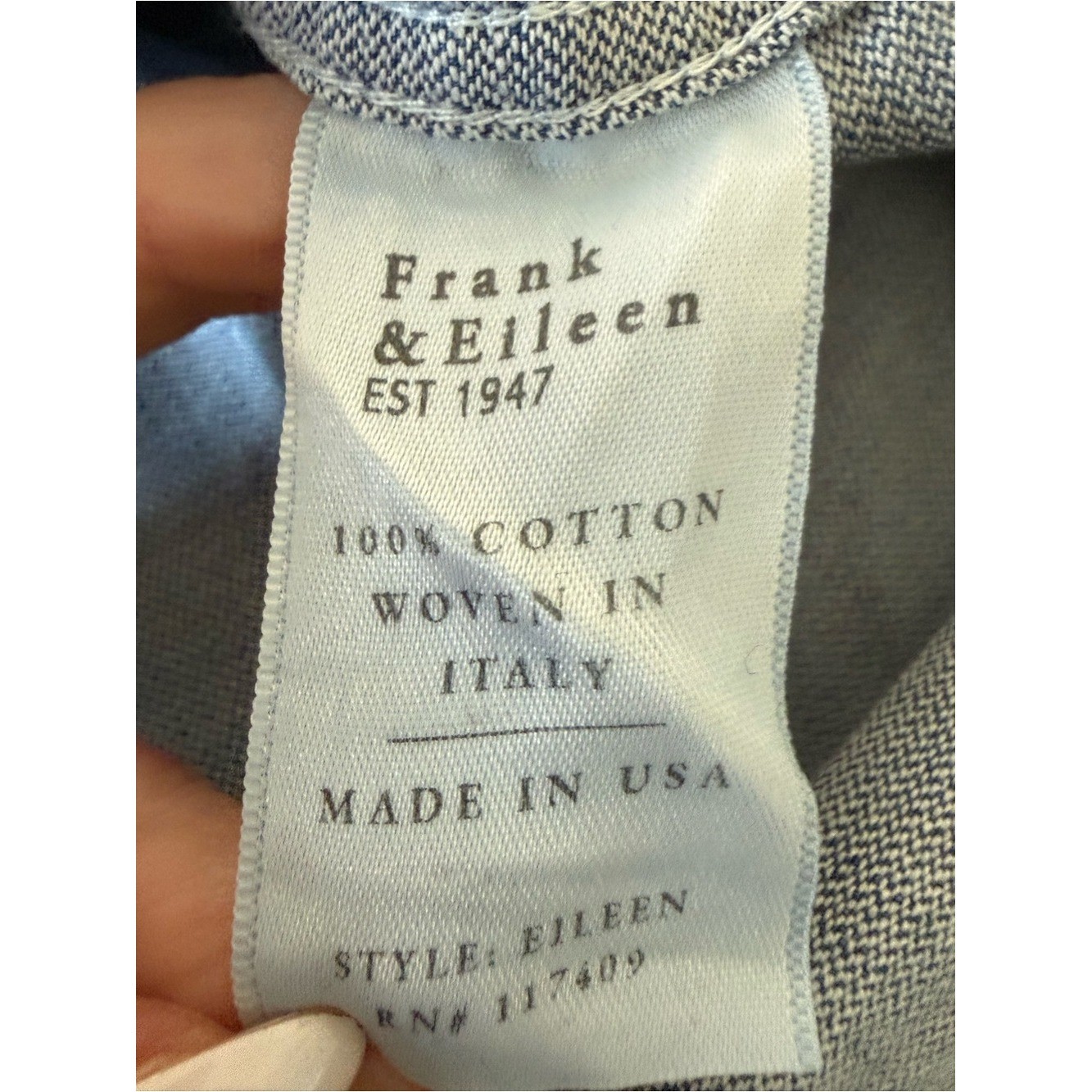 Frank & Eileen – Eileen Button Down In Distressed Vintage Wash Denim Size XL