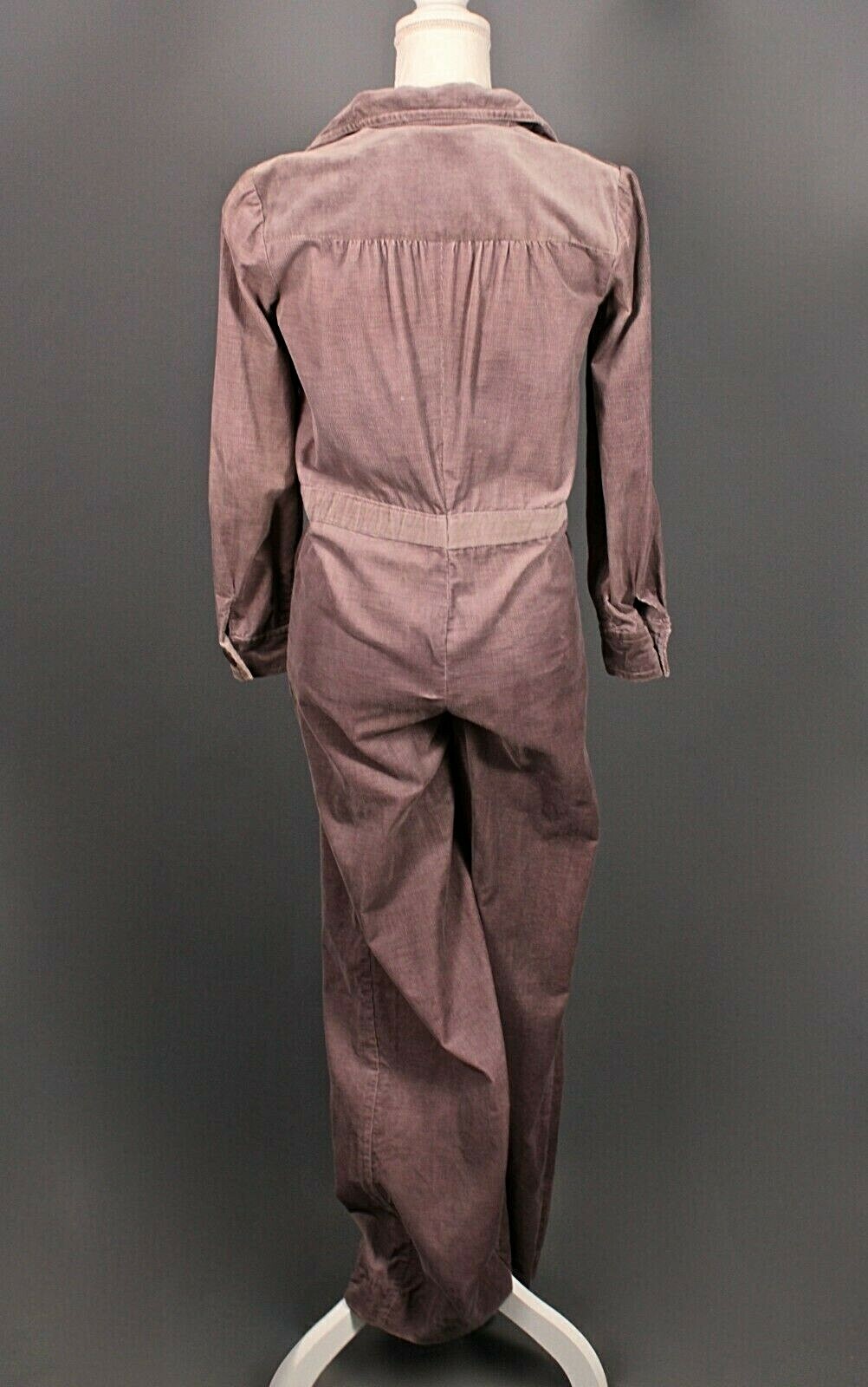 VTG Women’s 70s Strawberry Plant Purplish Grey Corduroy Jumpsuit Sz S 1970s
