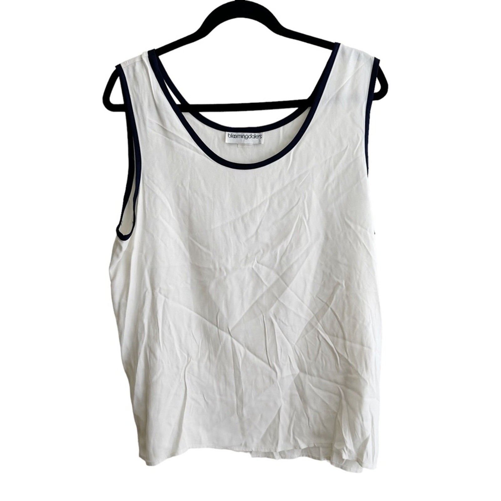 Bloomingdale’s Vintage Acetate Rayon Sleeveless Shell Tank Top White Size 16