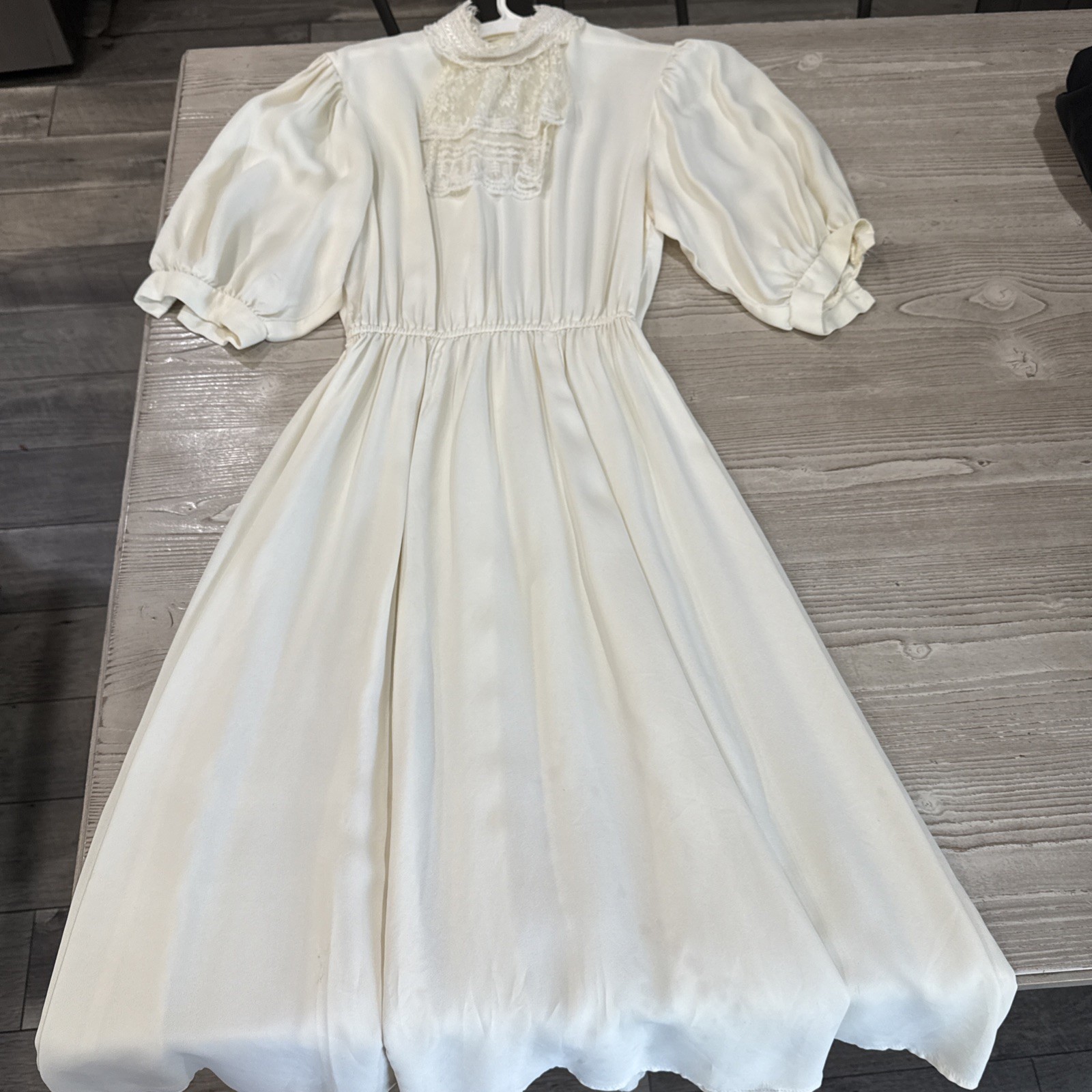 VTG Scott McClintock Dress 5/6 Lace 80s Victorian Cottagecore Tea Party Cream