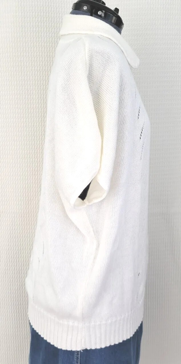 Vtg Wentworth Gallery Creamy White Drop Sleeve Collared Sweater Sz XXL? 48″Bust