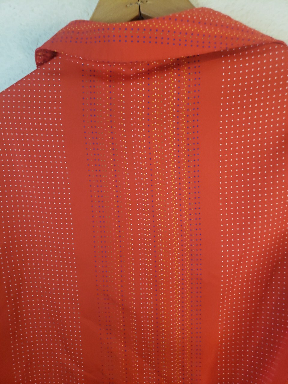 VTG 60S 70s Lady Arrow Button Up SIZE 10 L/S Red Polka dot Polyester PSYCHEDELIC