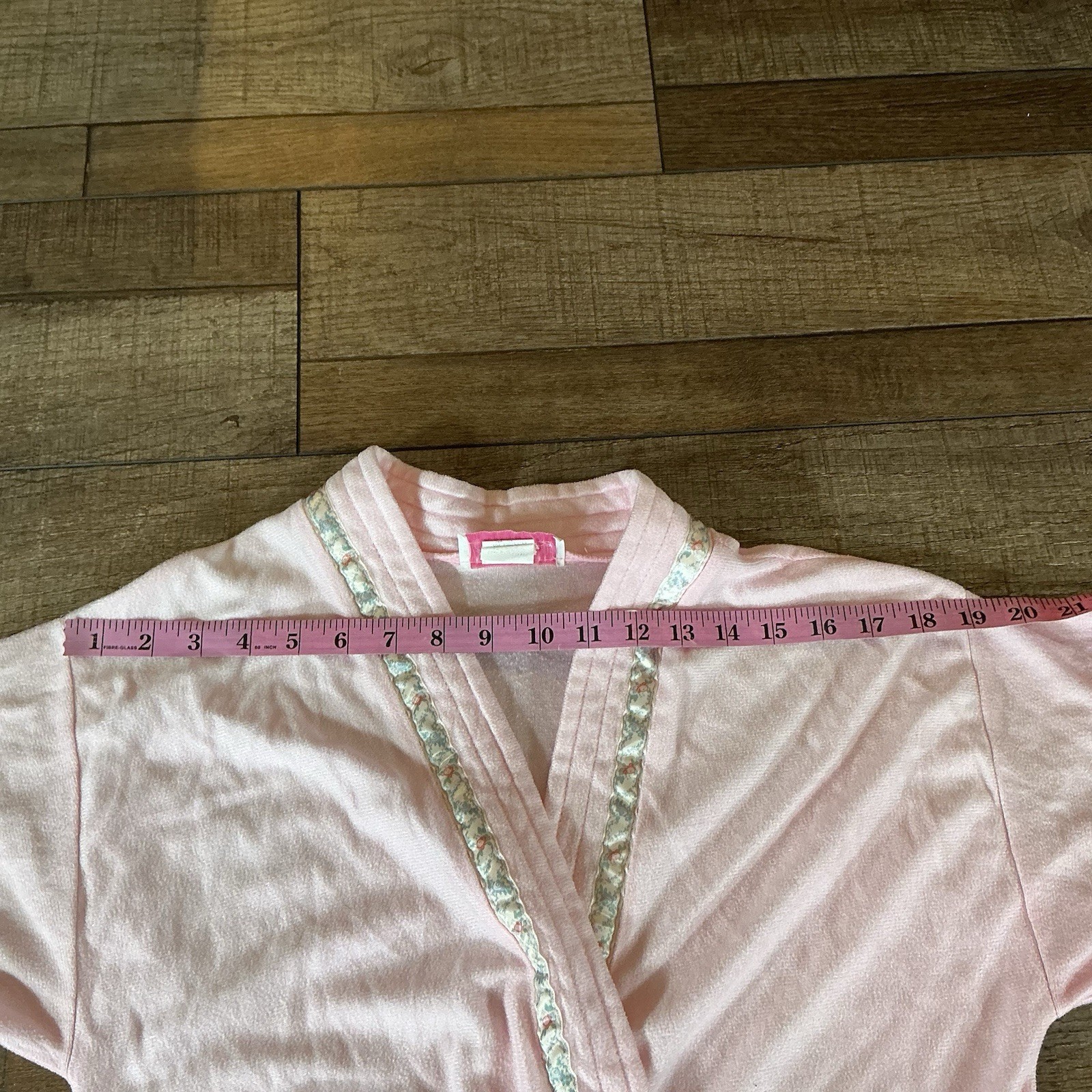 VINTAGE Lindsay Jordan Pink Velour Caftan Robe Sz S USA Made Sequin Trim #351216