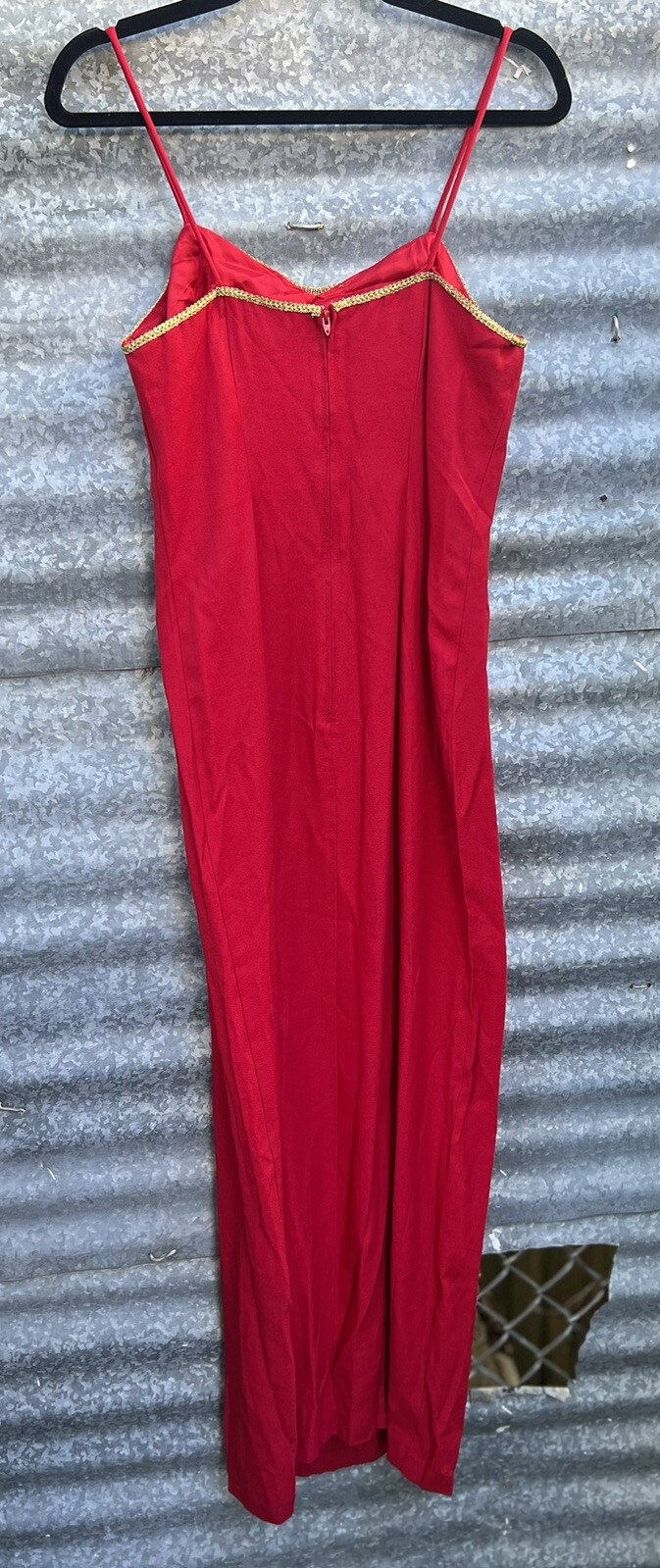Vintage 90s Red Maxi Dress Circus Burlesque Old Hollywood Prom Moulin Rouge SZ10