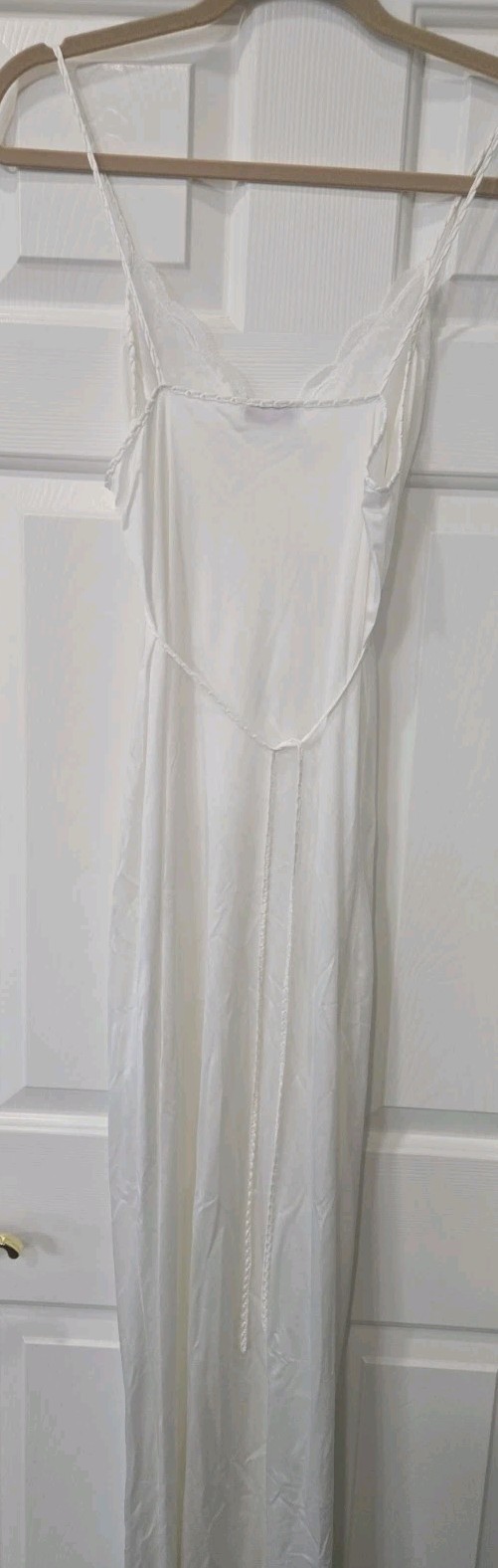 VTG 70’s Gilead White Empire Waist Nightgown Lace Slip Spaghetti Strap Sz Small