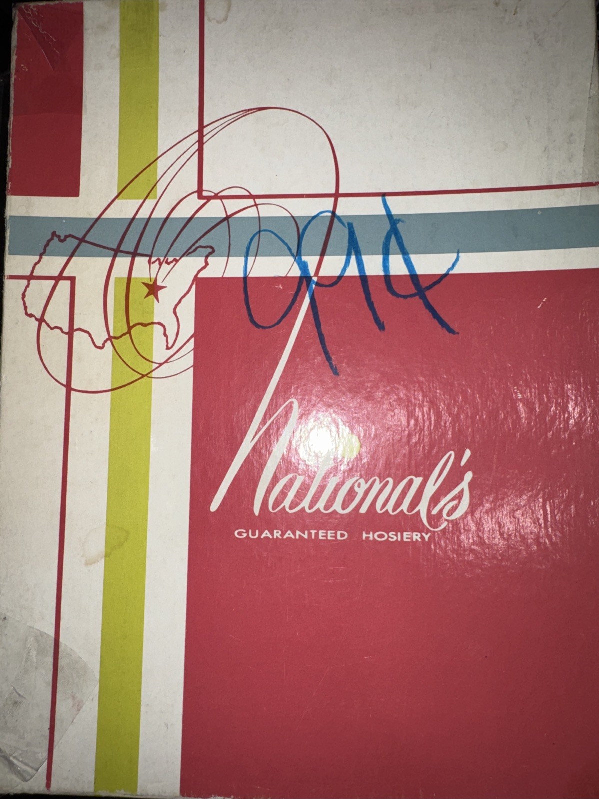 Nationals Wood Beige Knee High Hose Vintage Size C Damaged Taped Box One Pair