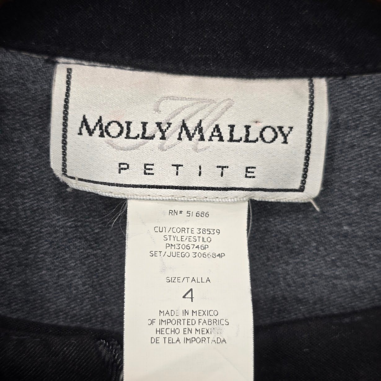 Vintage 90s Molly Malloy Dress Jacket Set 4 Petite Embroidered Office Career NWT