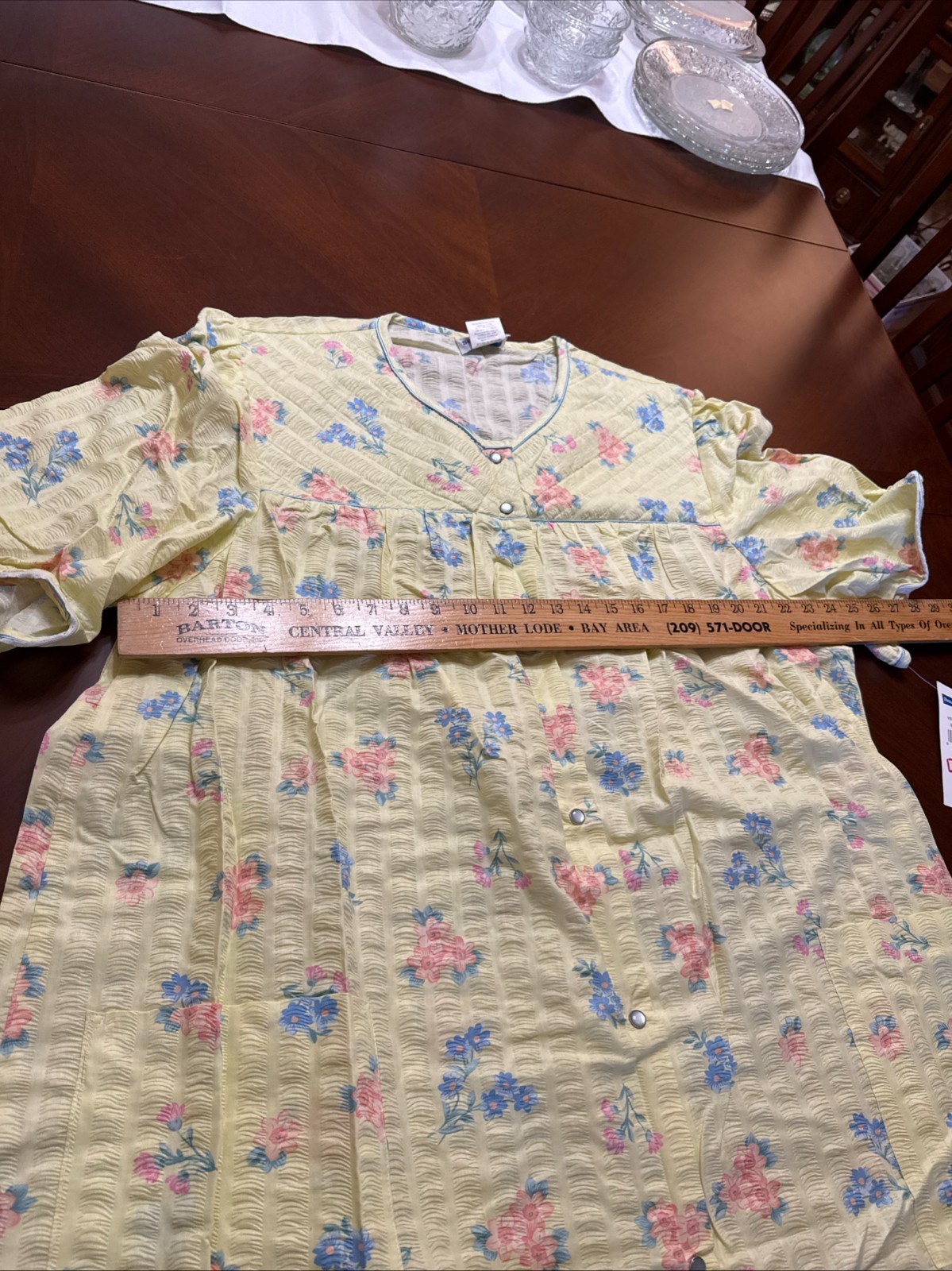 Vintage Housecoat Robe 3X Smart Time Yellow Floral Seersucker NOS NEW TAGS